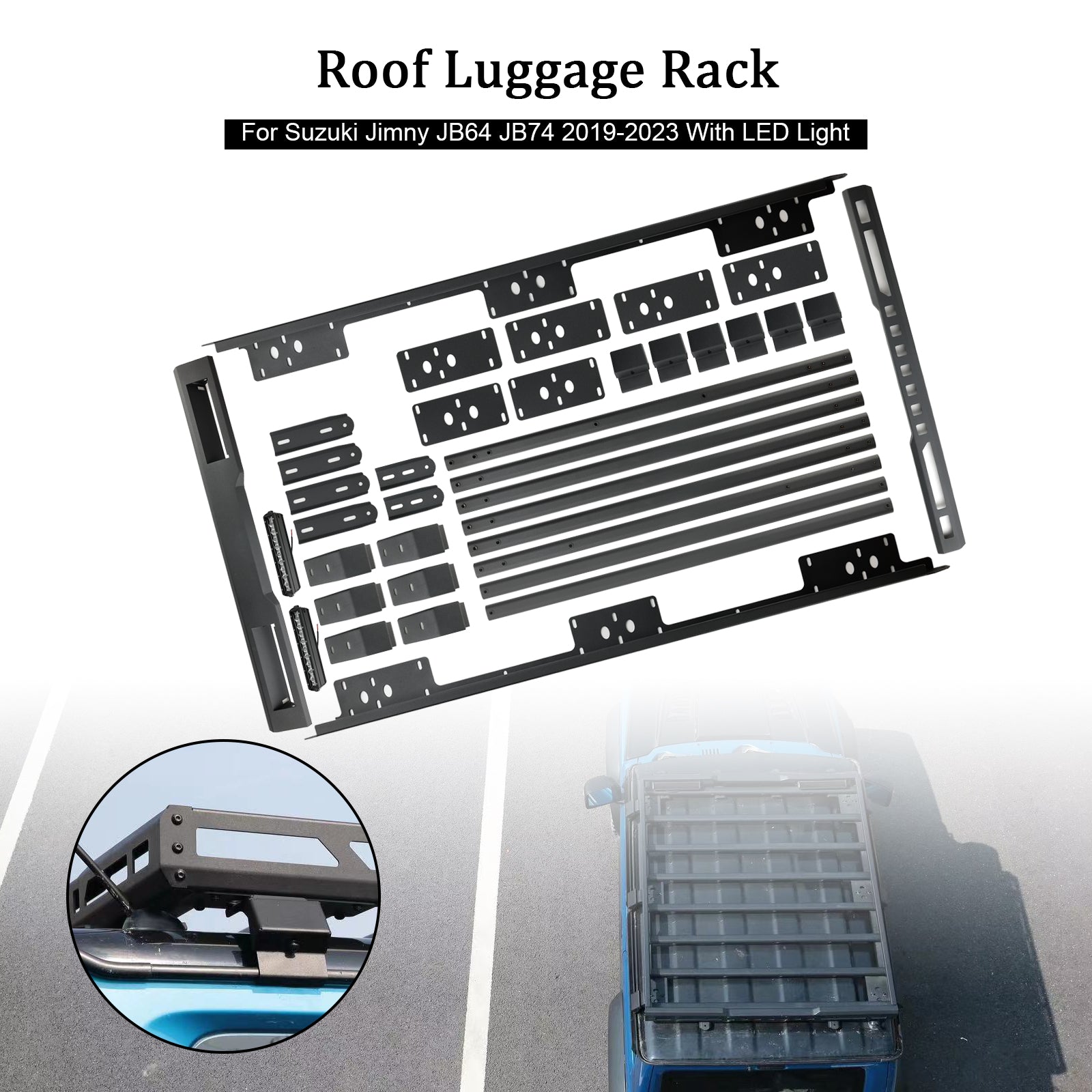 2019-2023 Suzuki Jimny met led-licht aluminium imperiaalbagagerek