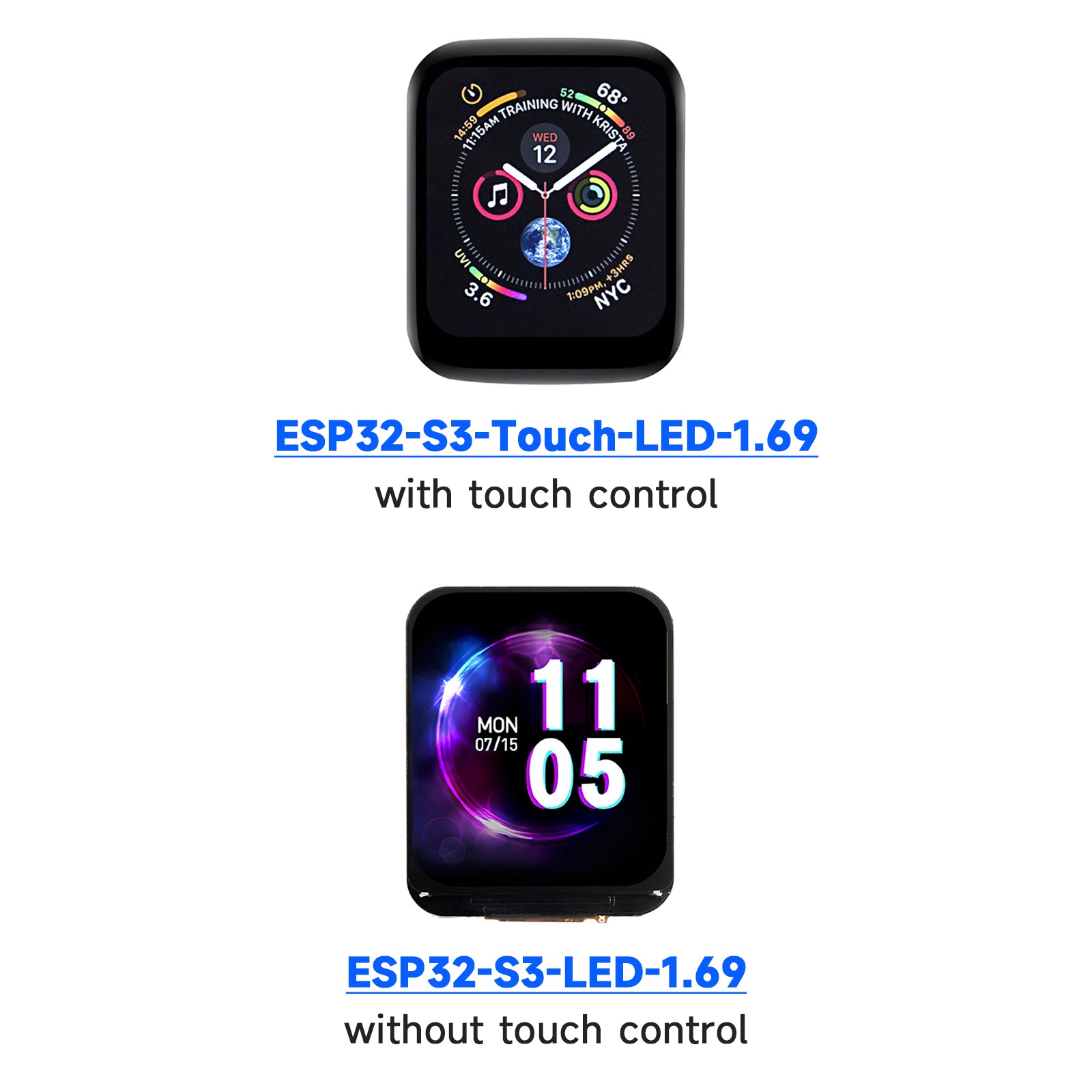 Carte de développement d'écran tactile ESP32-S3 pouces 1.69, processeur 240MHz WIFI Bluetooth