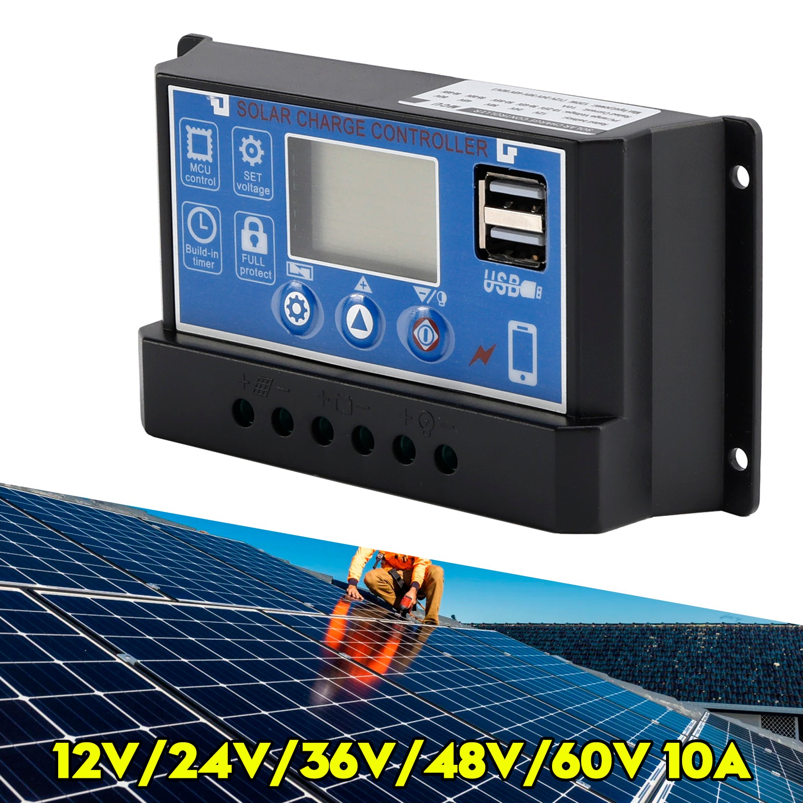 12V-60V PWM Solar Controller Weergave huidige zonne-straatverlichting Controle 0V Start