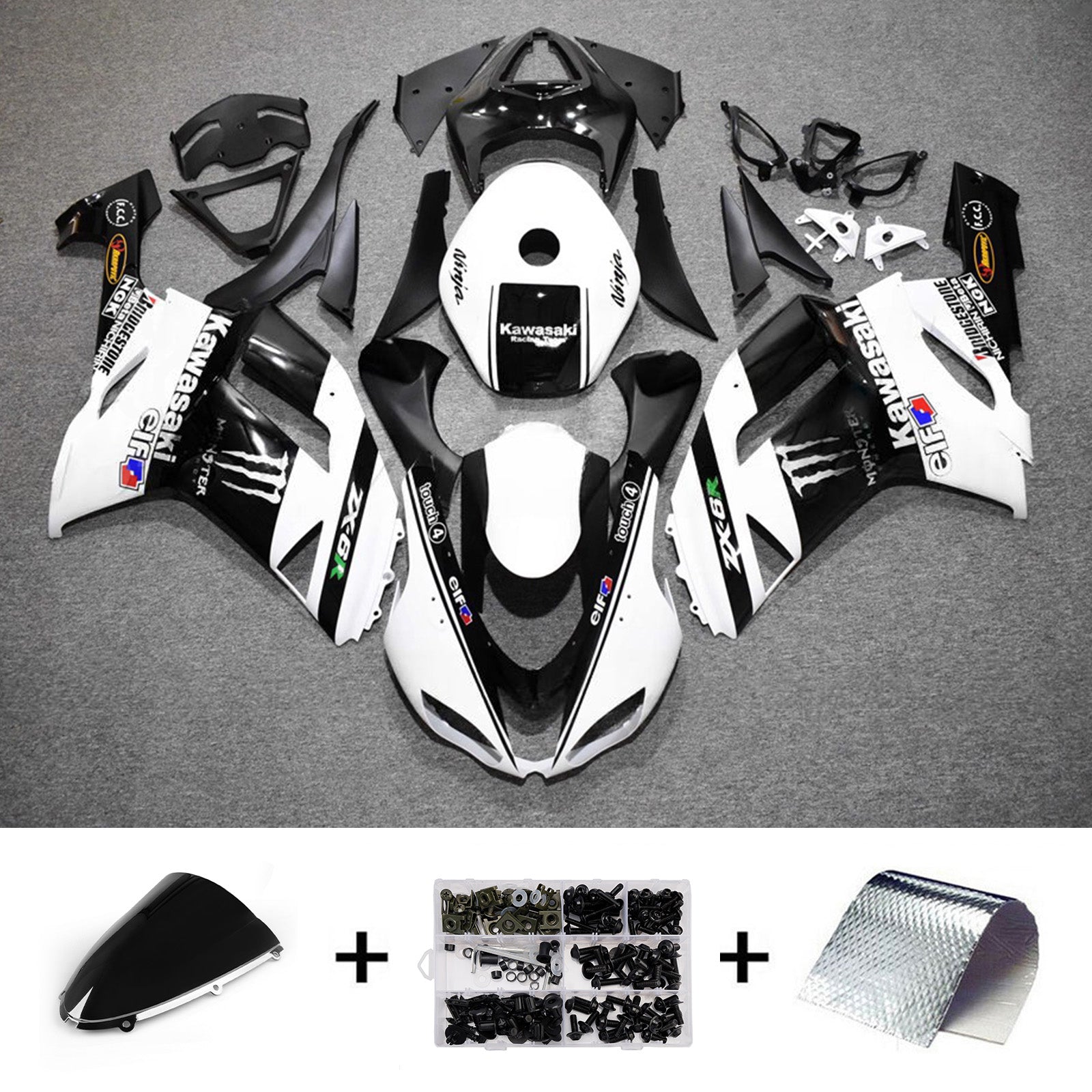 Injection Fairing Kit Bodywork Plastic ABS fit For Kawasaki ZX6R 636 2007-2008