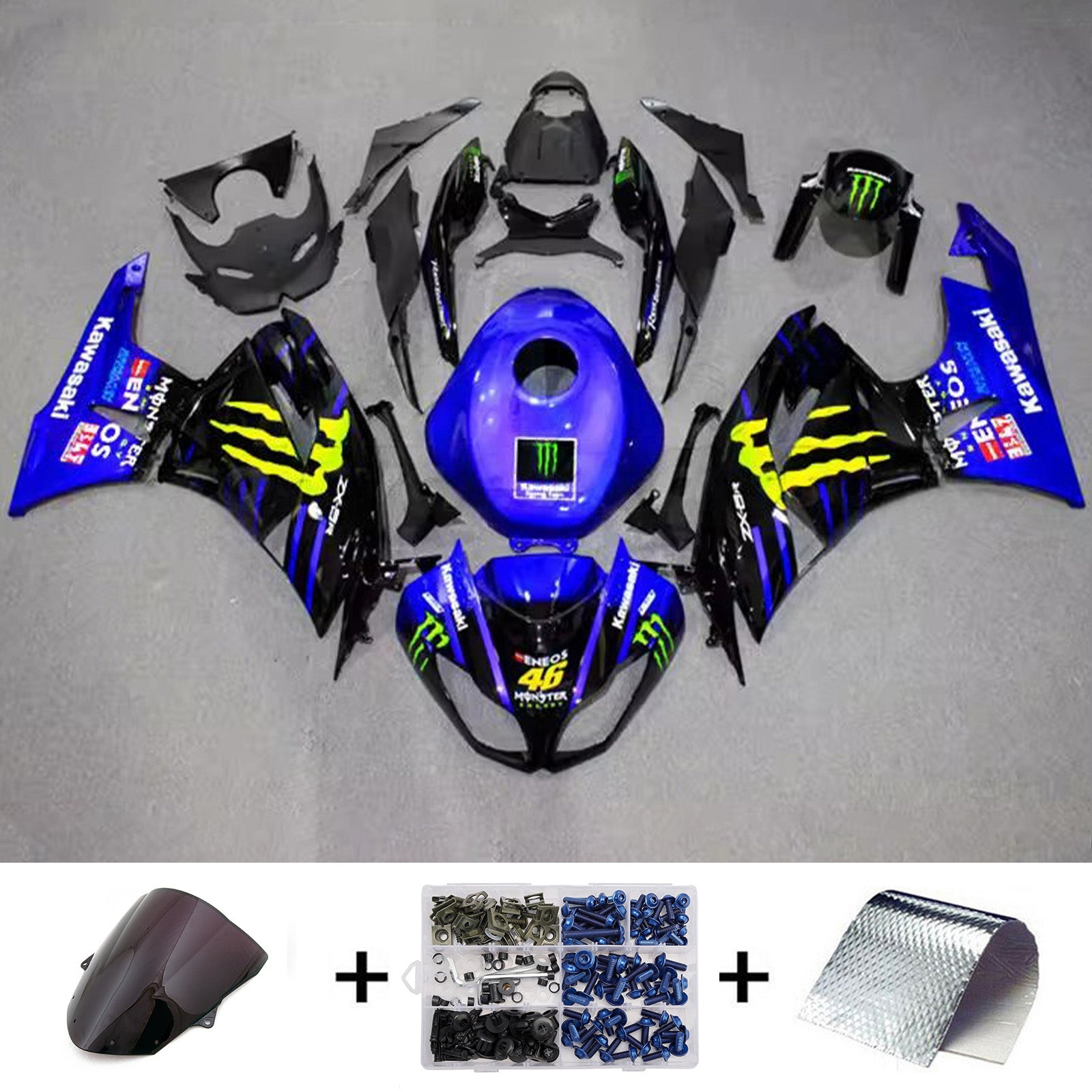 Kit carena iniezione carrozzeria in plastica ABS adatta per Kawasaki ZX6R 636 2009-2012