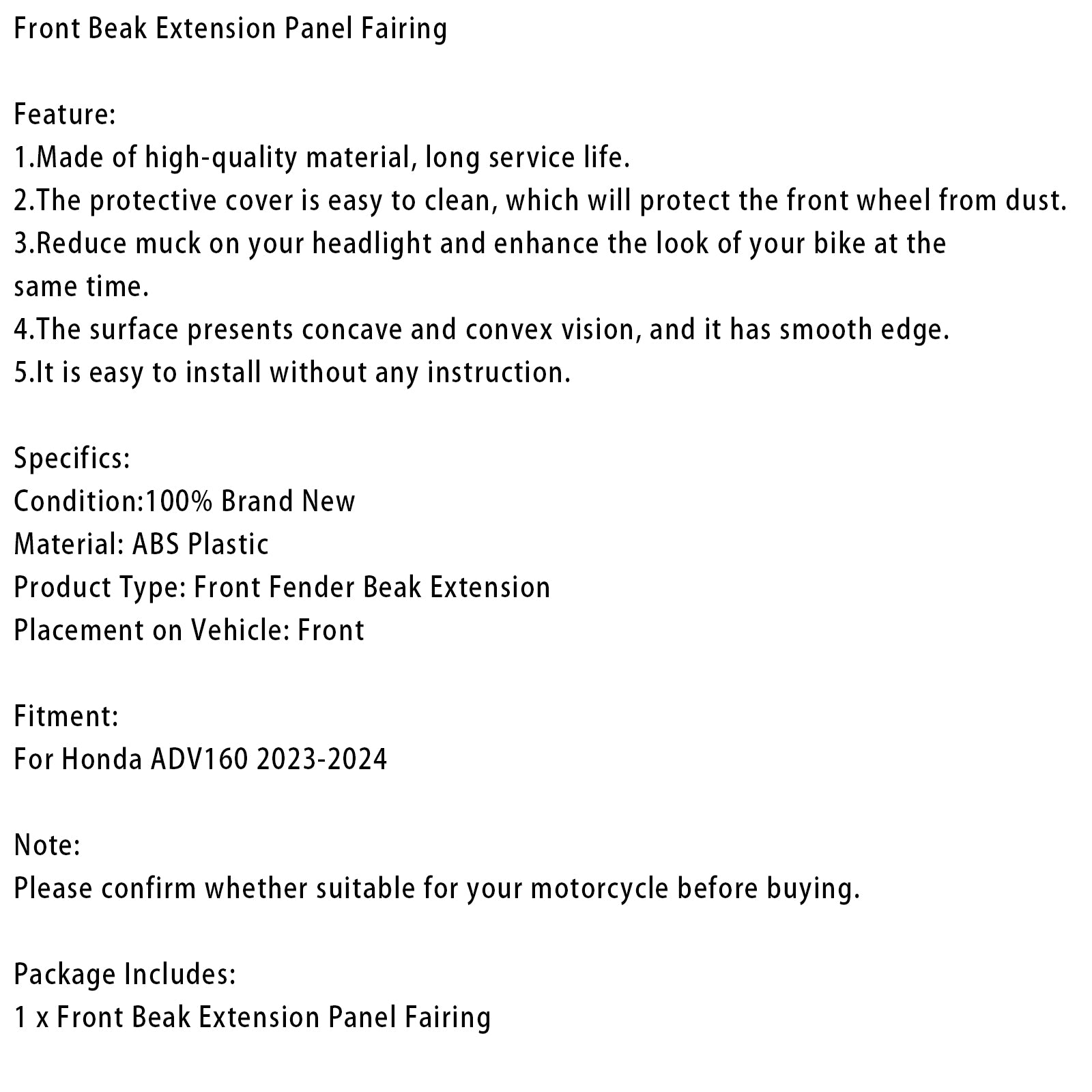 2023-2024 Honda ADV 160 voorsnavelverlenging neuspaneel kuip