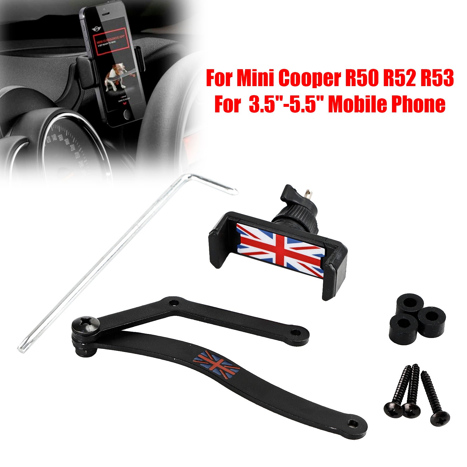 360 ° rotatie auto mobiele telefoonhouder voor Mini Cooper R50 R52 R53 rood