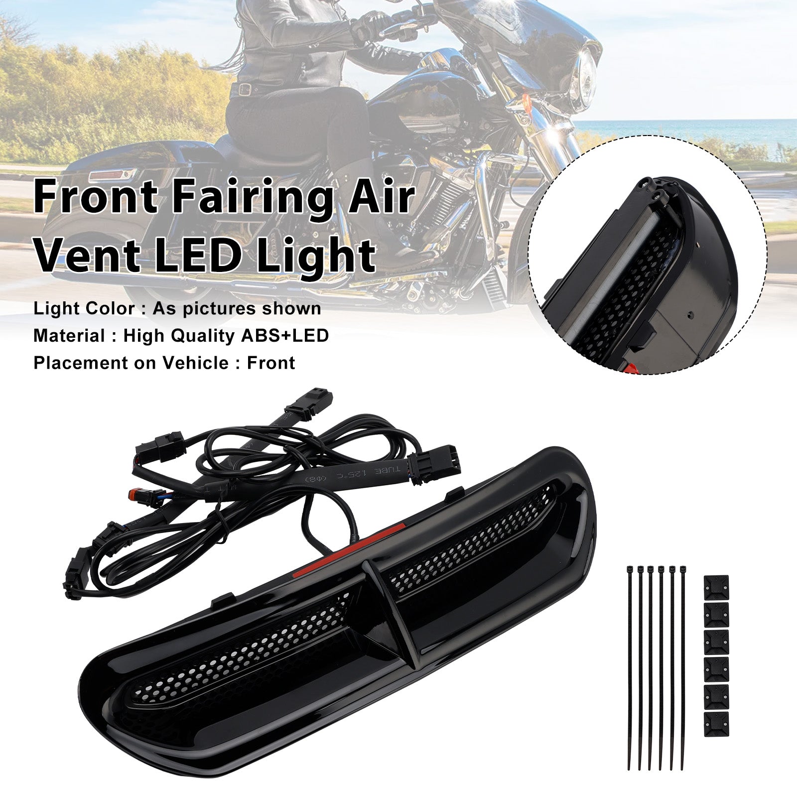 Front Fairing Air Vent LED Light For Touring Street Glide 2014-2024
