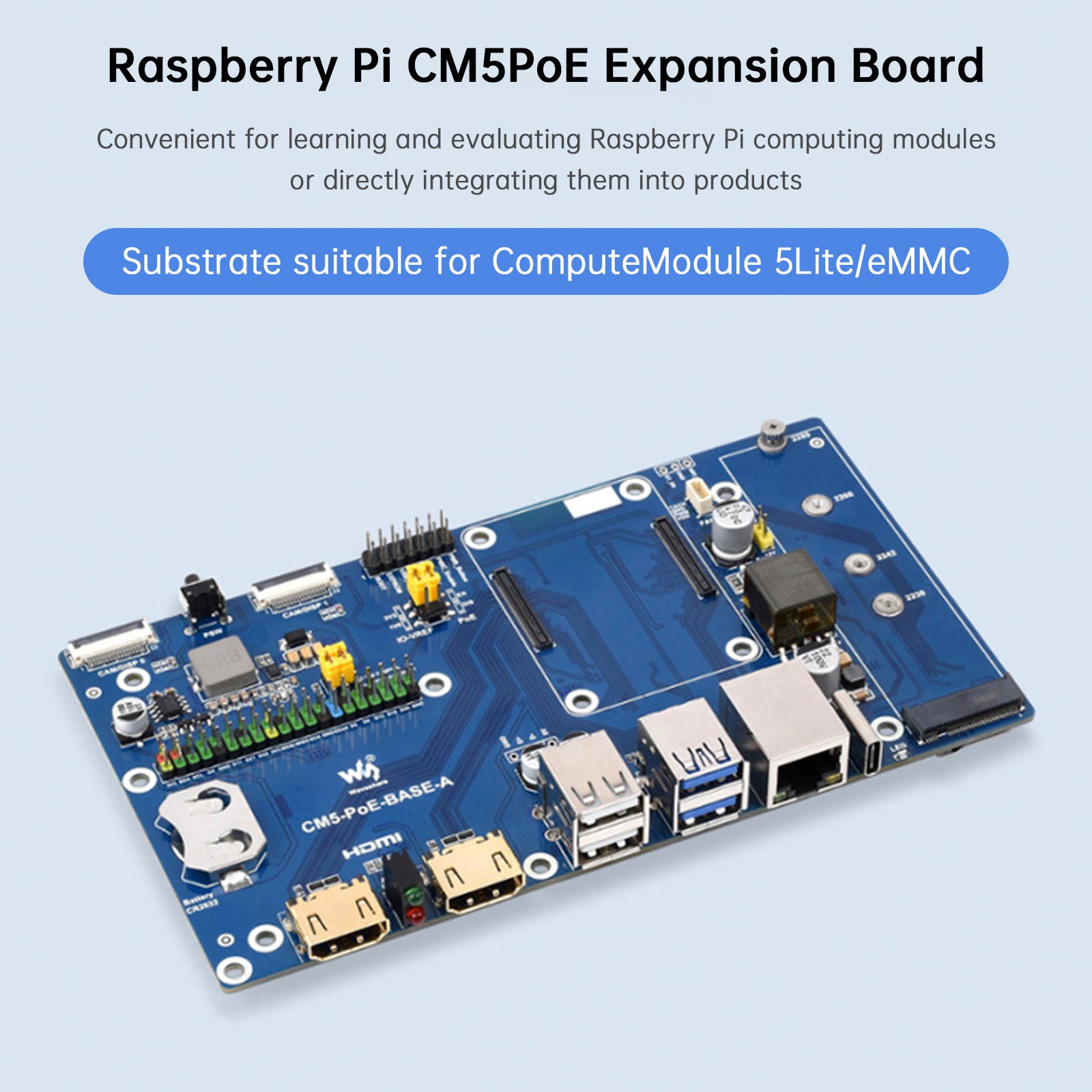 Raspberry Pi CM5 PoE-uitbreidingskaart Computermodule Plintondersteuning M.2 NVMe