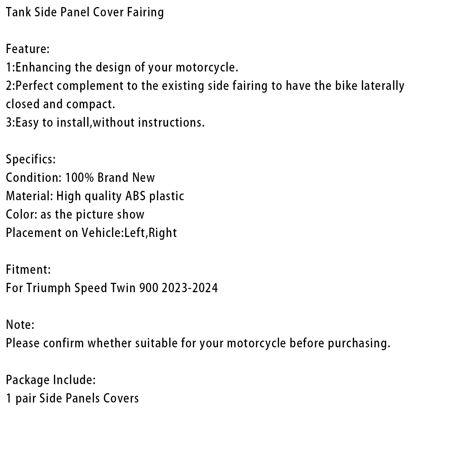 2023-2024 SPEED TWIN 900 TANK SIDELVÄNGDE PANEL FASTING COWL