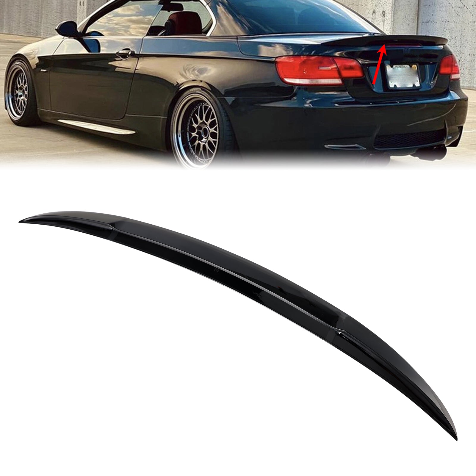 2007-2013 BMW 3 Series E93 2-Dr Convertible/ M3 Convertible Gloss Black Rear Boot Spoiler For BMW 3 Series E93 Convertible