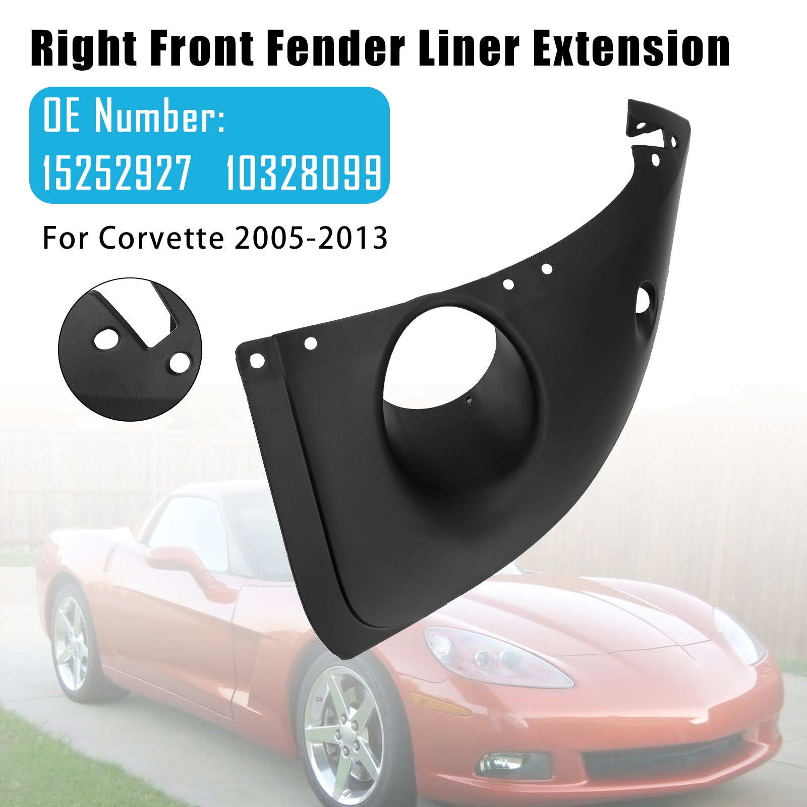 2005-2013 Chevy Corvette Right Front Fender Liner Extension 15252927 10328099