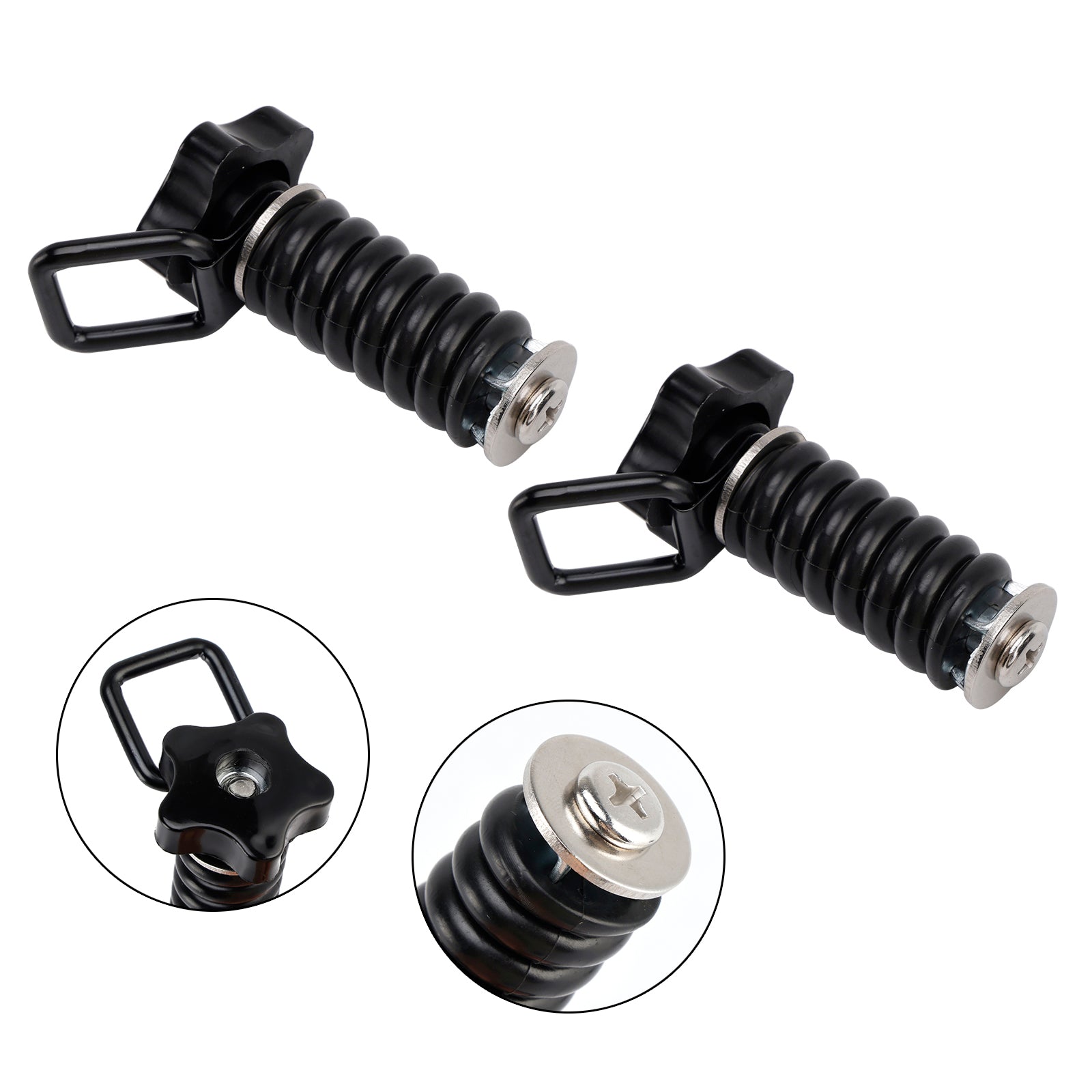 Pair Tie Down Anchor With D-Ring 1" Black Black For Polaris Rzr 570 800 900 1000