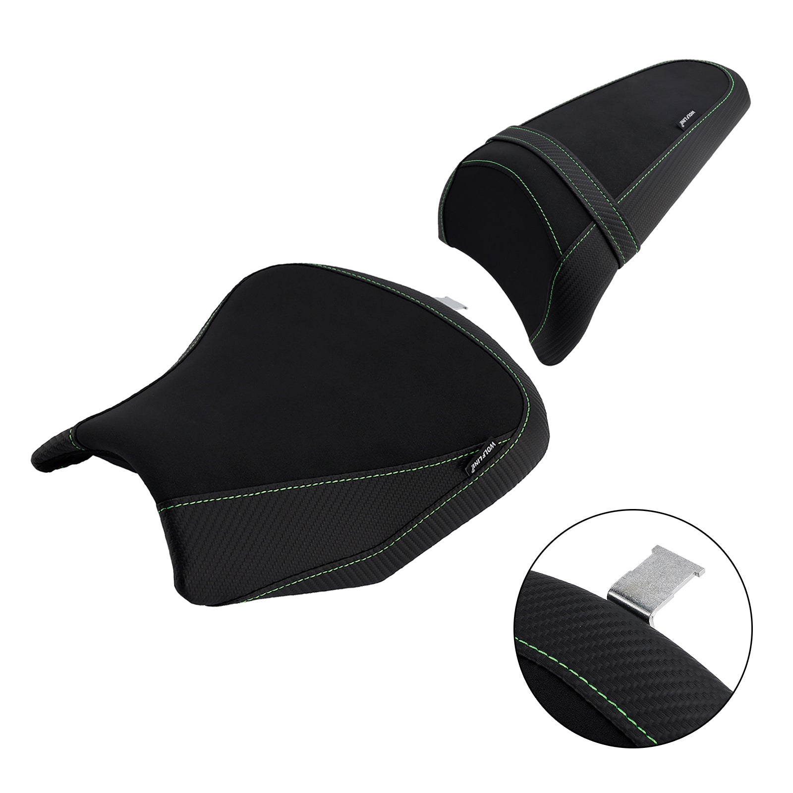 Front&Rear Raider Passenger Cushion Kit Green For Kawasaki Ninja 650 Z650 17-25