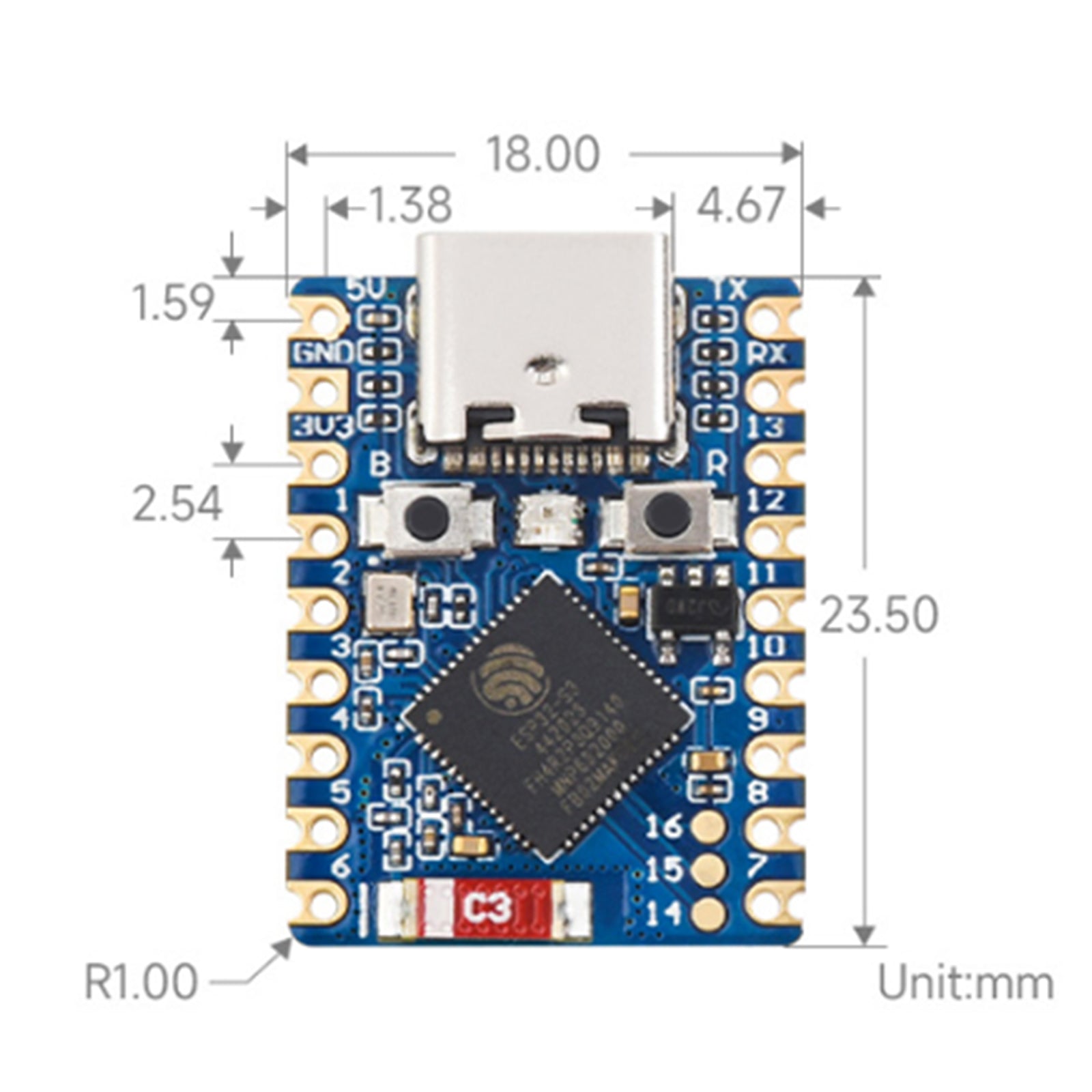 Placa de desarrollo ESP32-S3 S3FH4R2 Procesador de doble núcleo Frecuencia de funcionamiento de 240 MHz