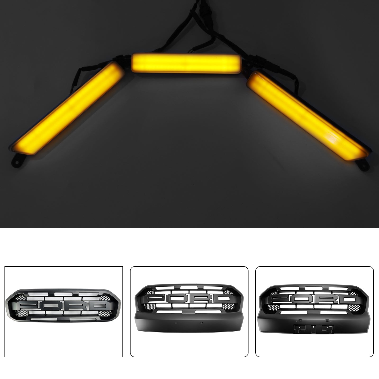 Front Bumper Grille Grill Led Light Fit Ford Ranger 2015-2023 T7 T8