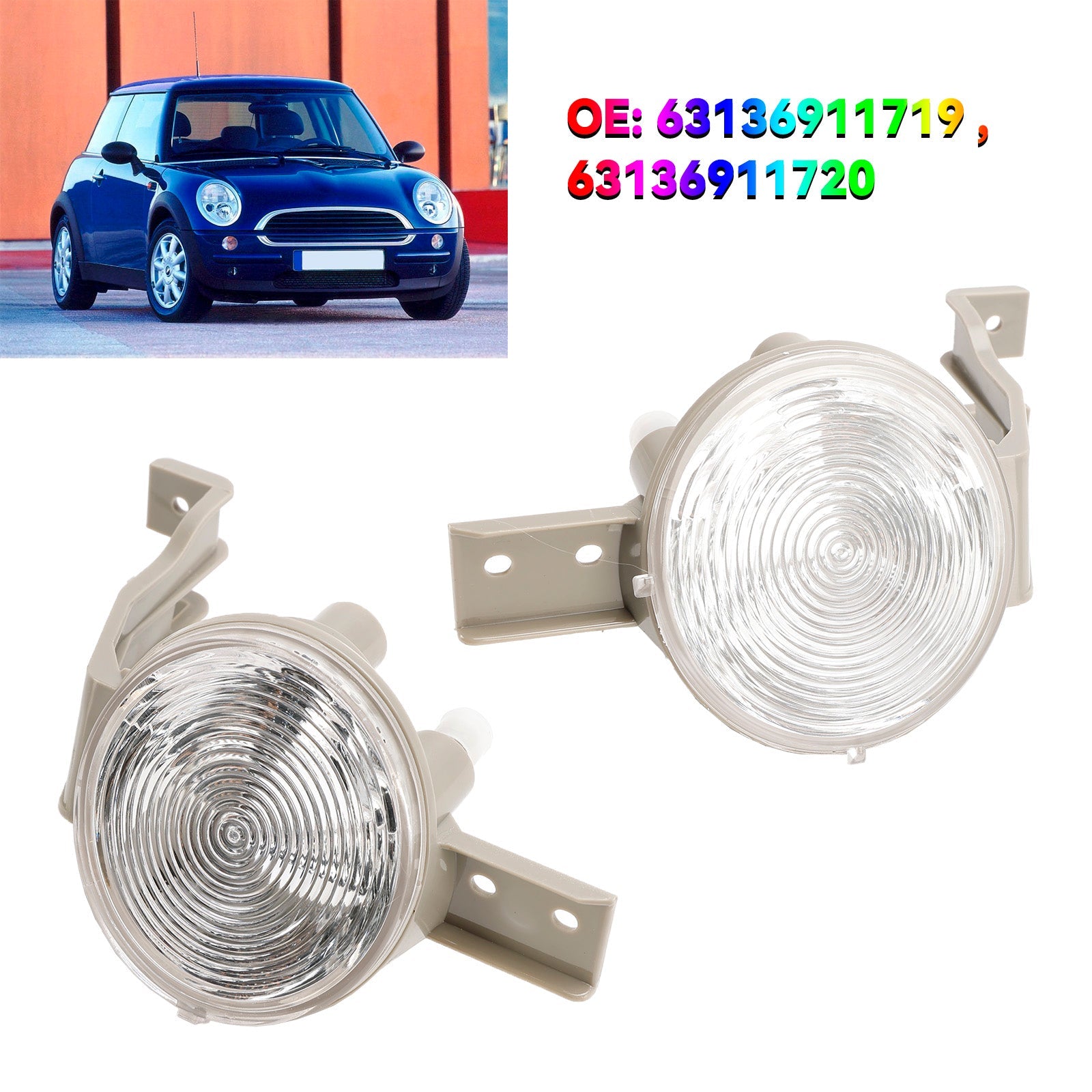 2001.06-2006.09 Mini R50 R53 Dvojica predného indikátora Light Light Blibker číry objektív