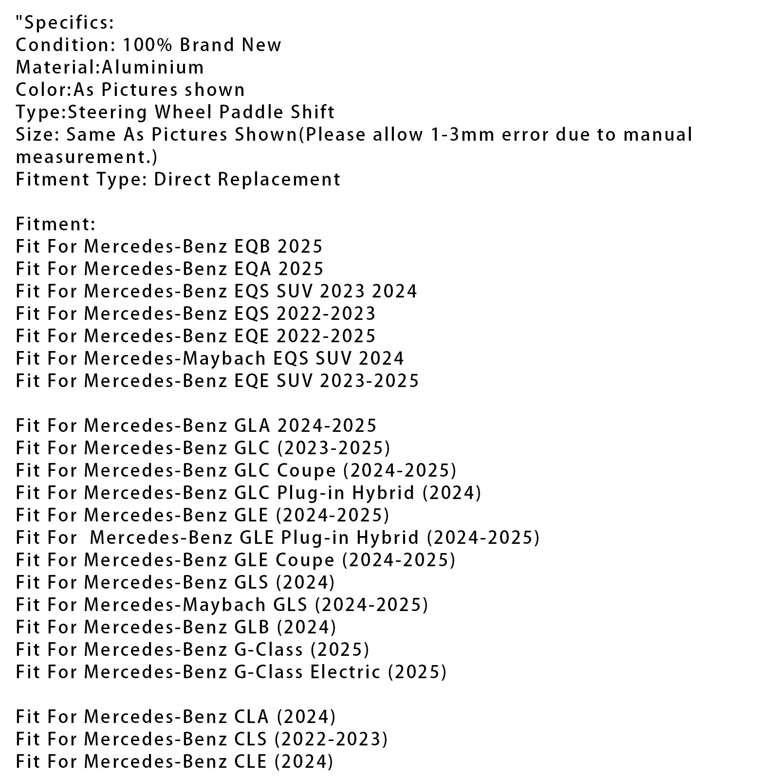Stuurwiel schakelpeddelverlenging voor Benz AC GLE 2022up aluminium