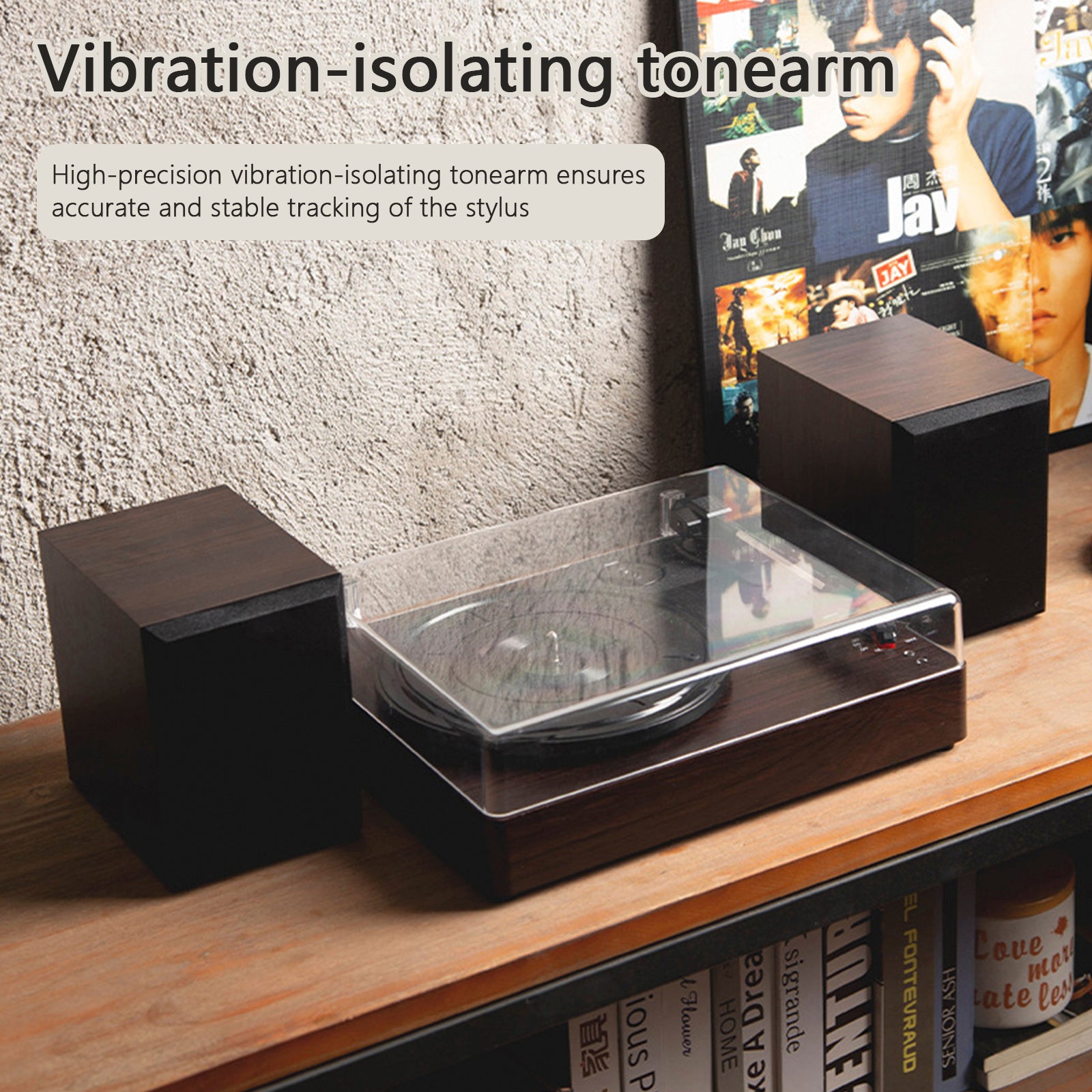 3-Speed Split Bluetooth Vinyl Record Player Retro Speaker Ornaments Living Room