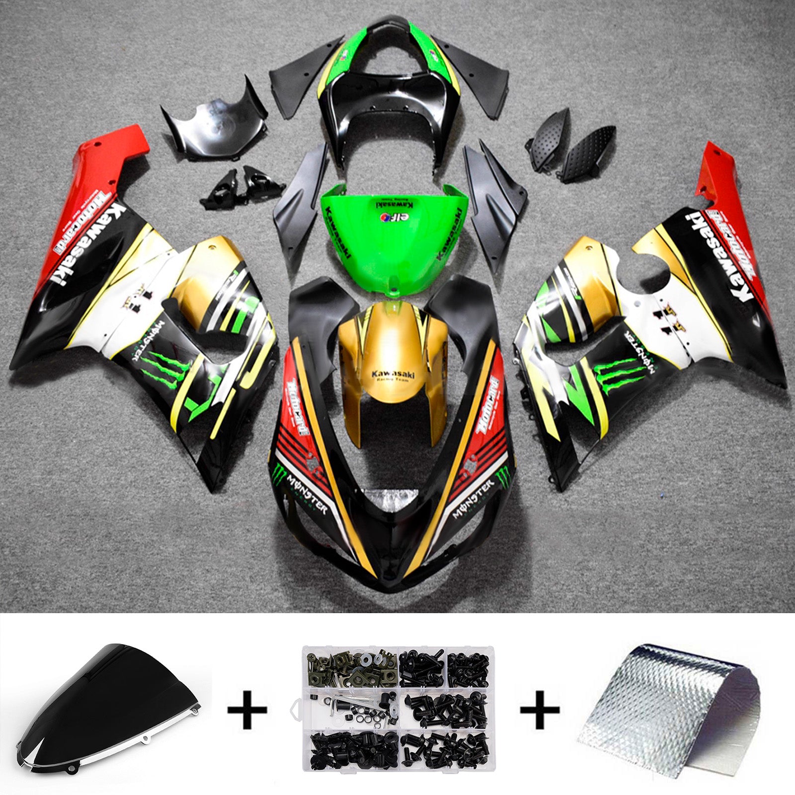 Injection Fairing Kit Bodywork Plastic ABS fit For Kawasaki ZX6R 636 2005-2006