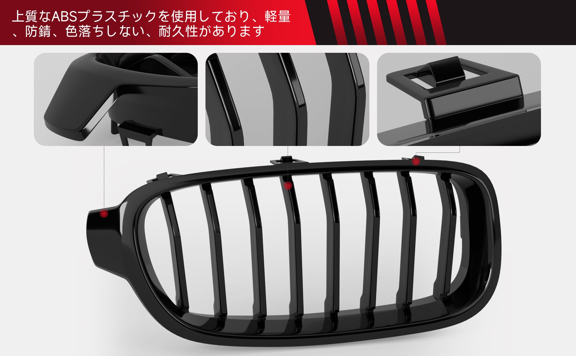 2012-2019 BMW 3-Series F30 Sedan Gloss Black Front Kidney Grill Grille