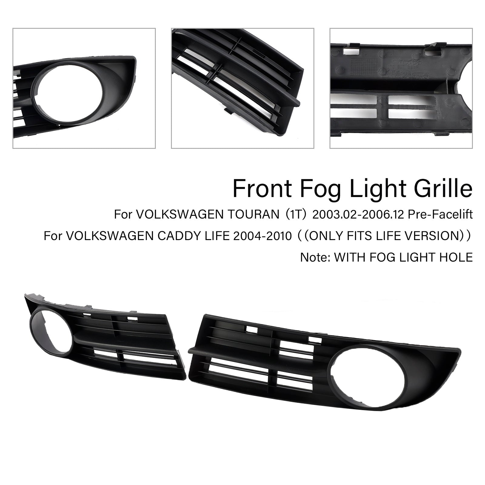Predný nárazník Foglight Grille Fit VW Caddy Life 2004-2010 Fit Touran 2003-2006