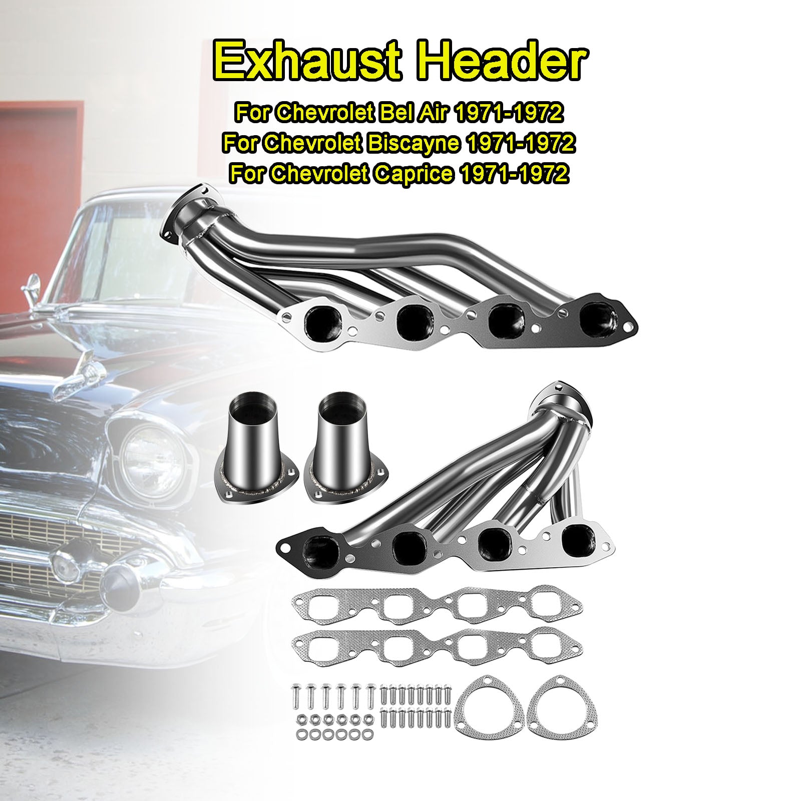 Cabeçalhos de curto de escape FIT CHEVY BEL AIR 1971-1972 FIT BISCAYNE 6.6L