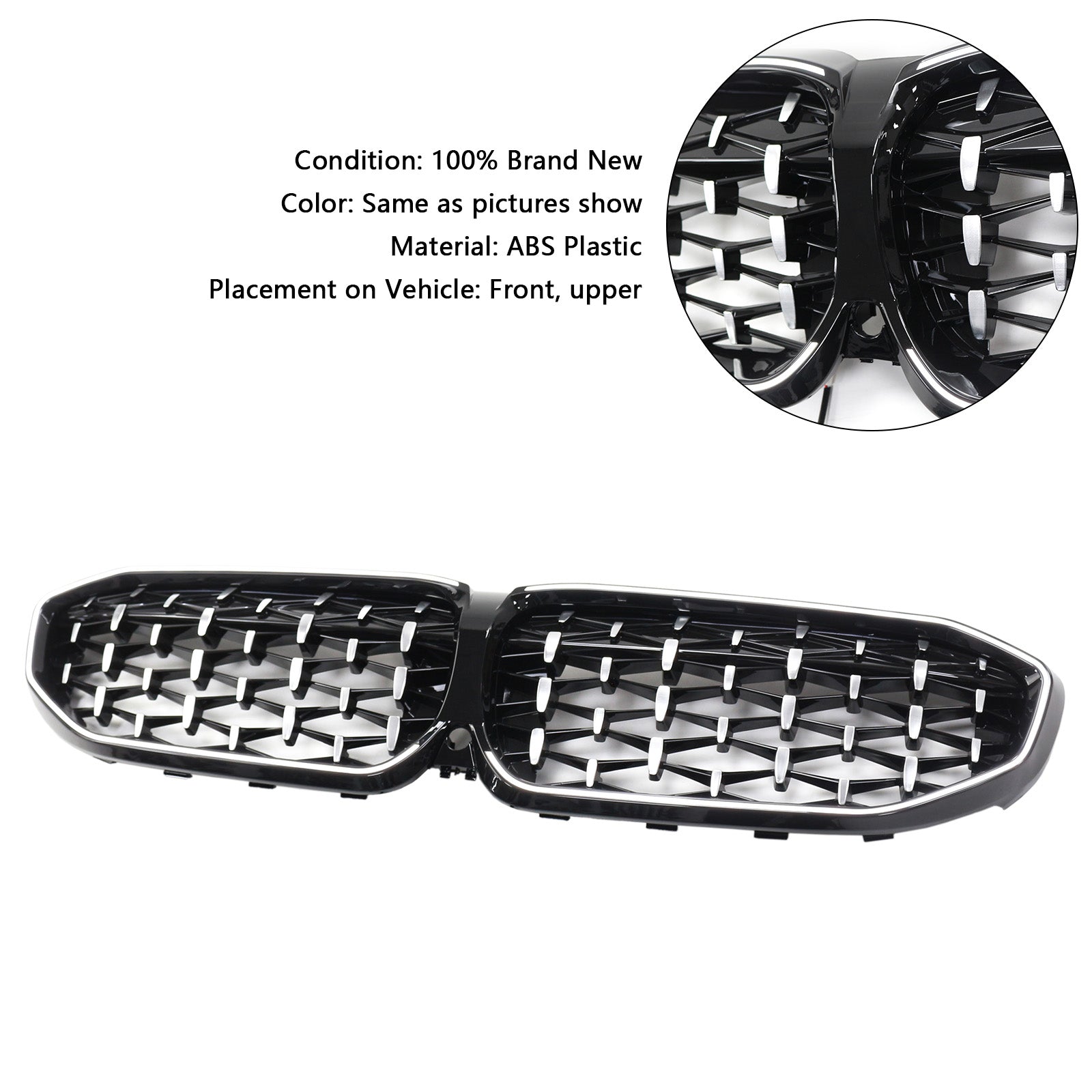 Parrilla de riñón de diamante cromado para BMW Serie 3 G20 2019-2022 51138072085