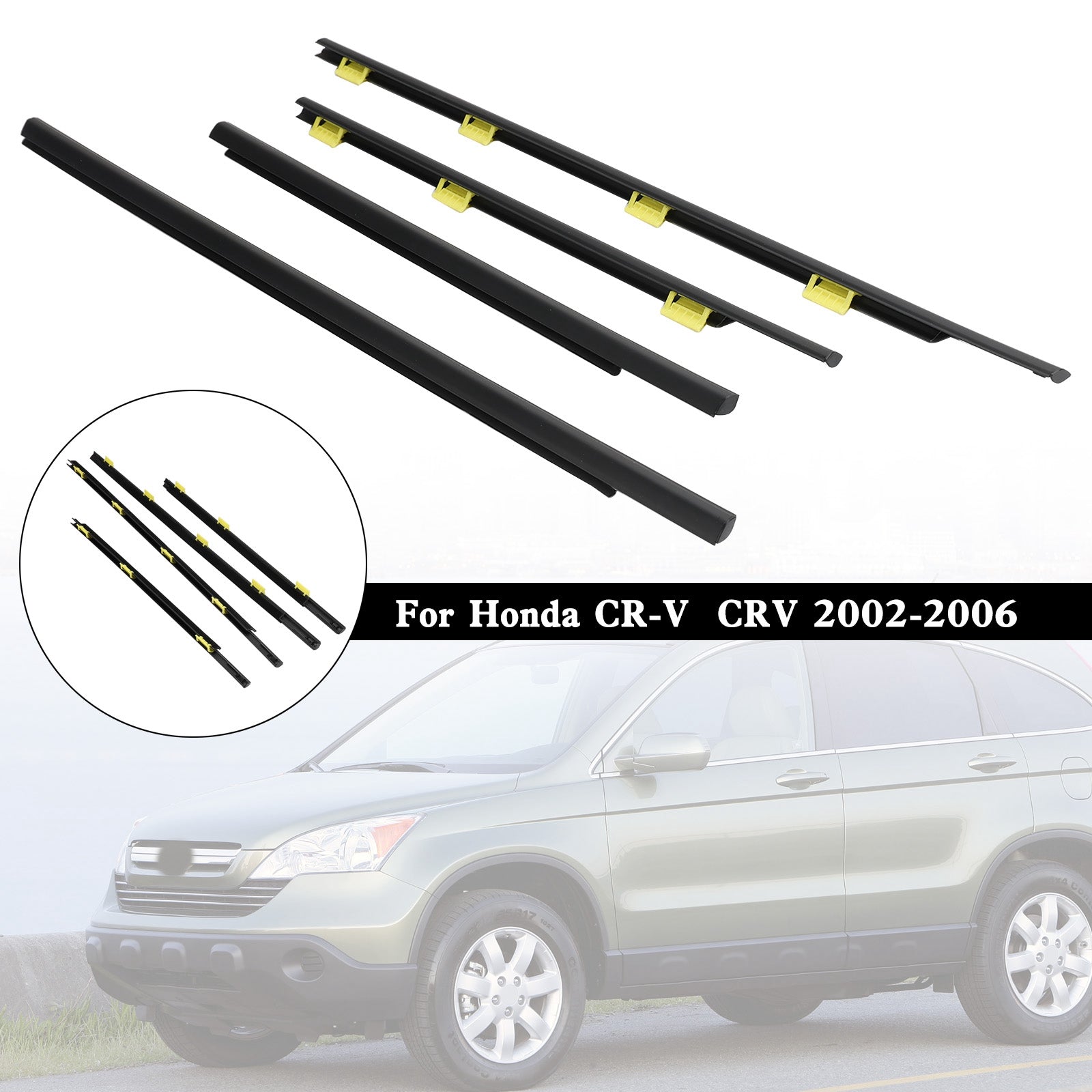 4pcs 2002-2006 Honda CR-V CRV Weatherstrip Weather Belt 72410-SCA-E01