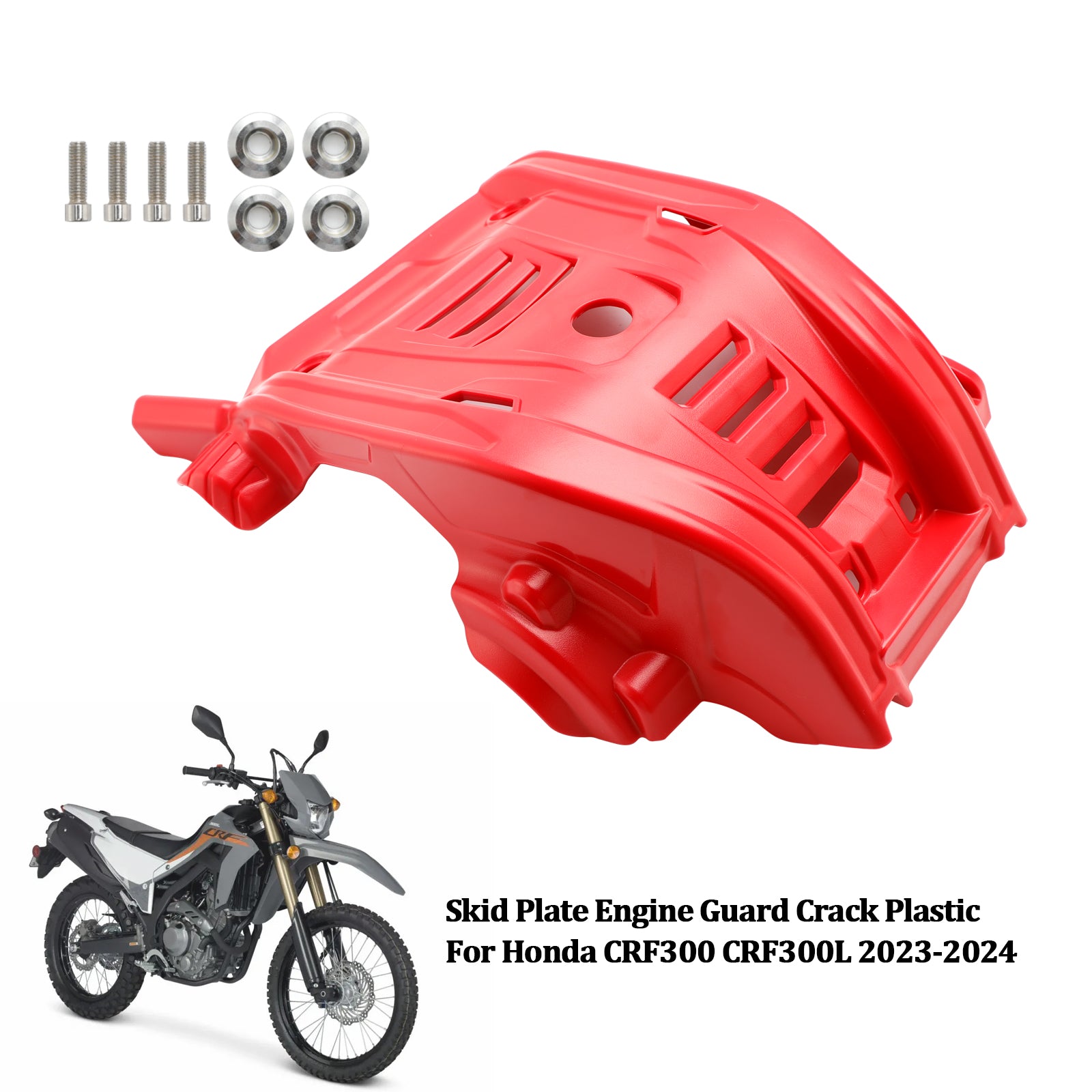 2023-2024 Honda CRF300 CRF300L SKIDPLATT Motorvakt Crack Plastic Plastic