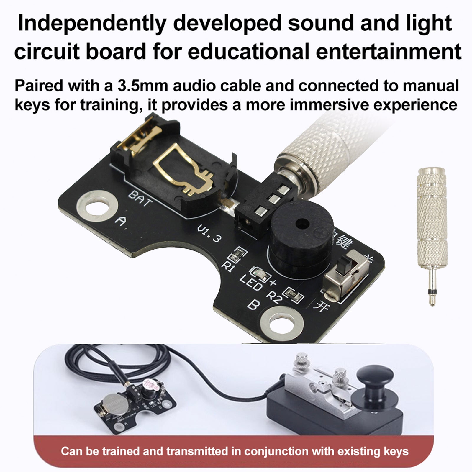 Morse kód CW Transmission Trainer Key Key Zvukové svetlo Obvod pre ručný kľúč