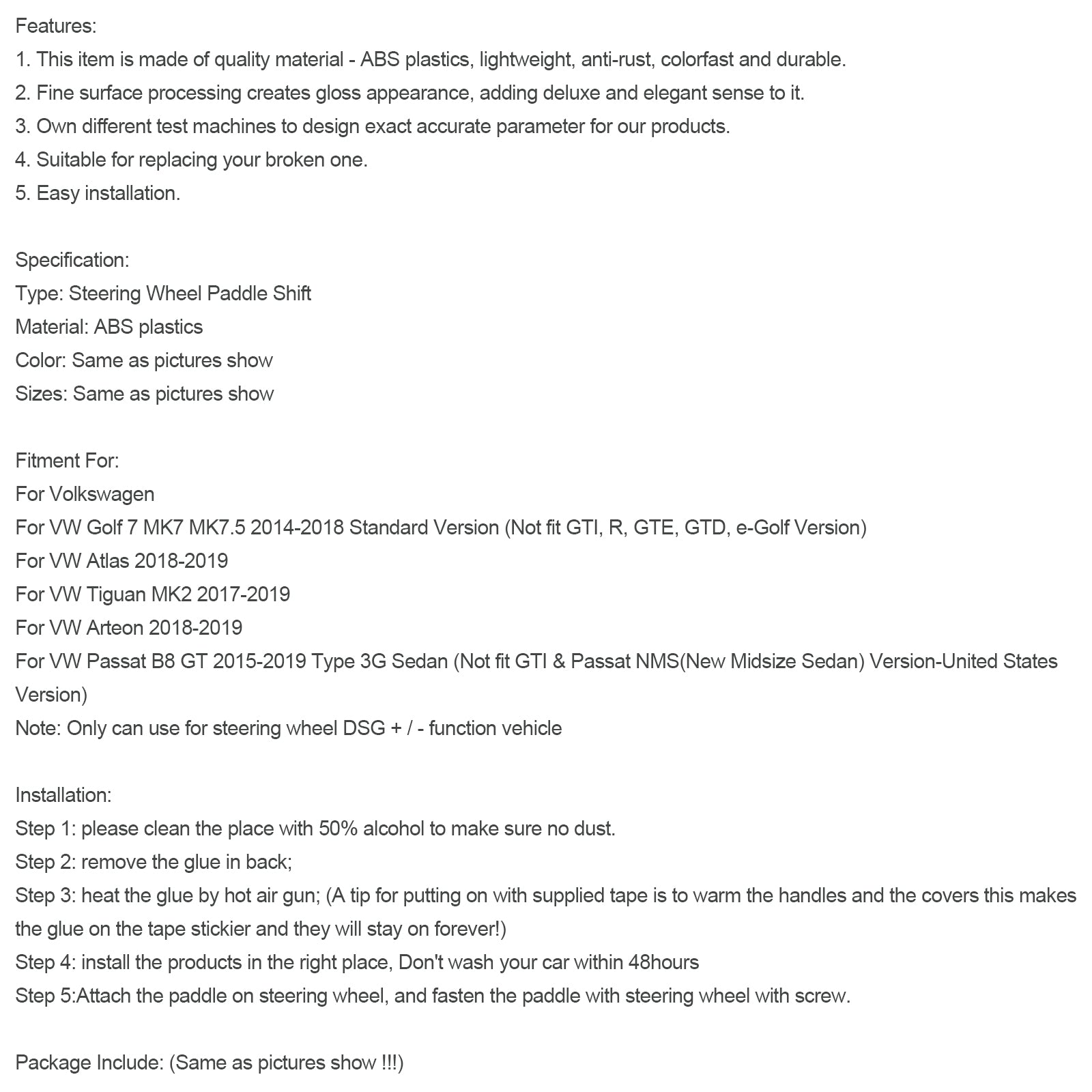 VW Golf 7 Variant Golf 8 rattskifte skiftpaddla