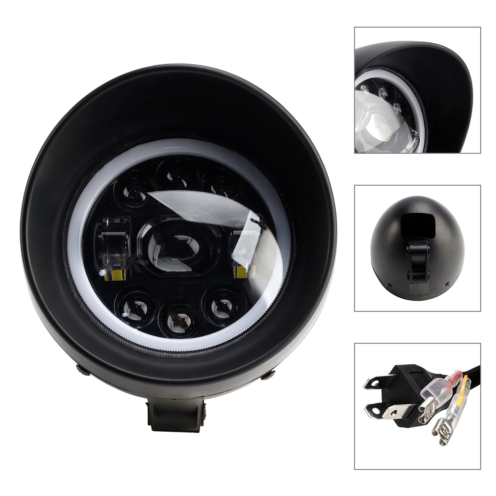 5.75" Phare antibrouillard pour moto, 9 ampoules, pour scooter, chromé