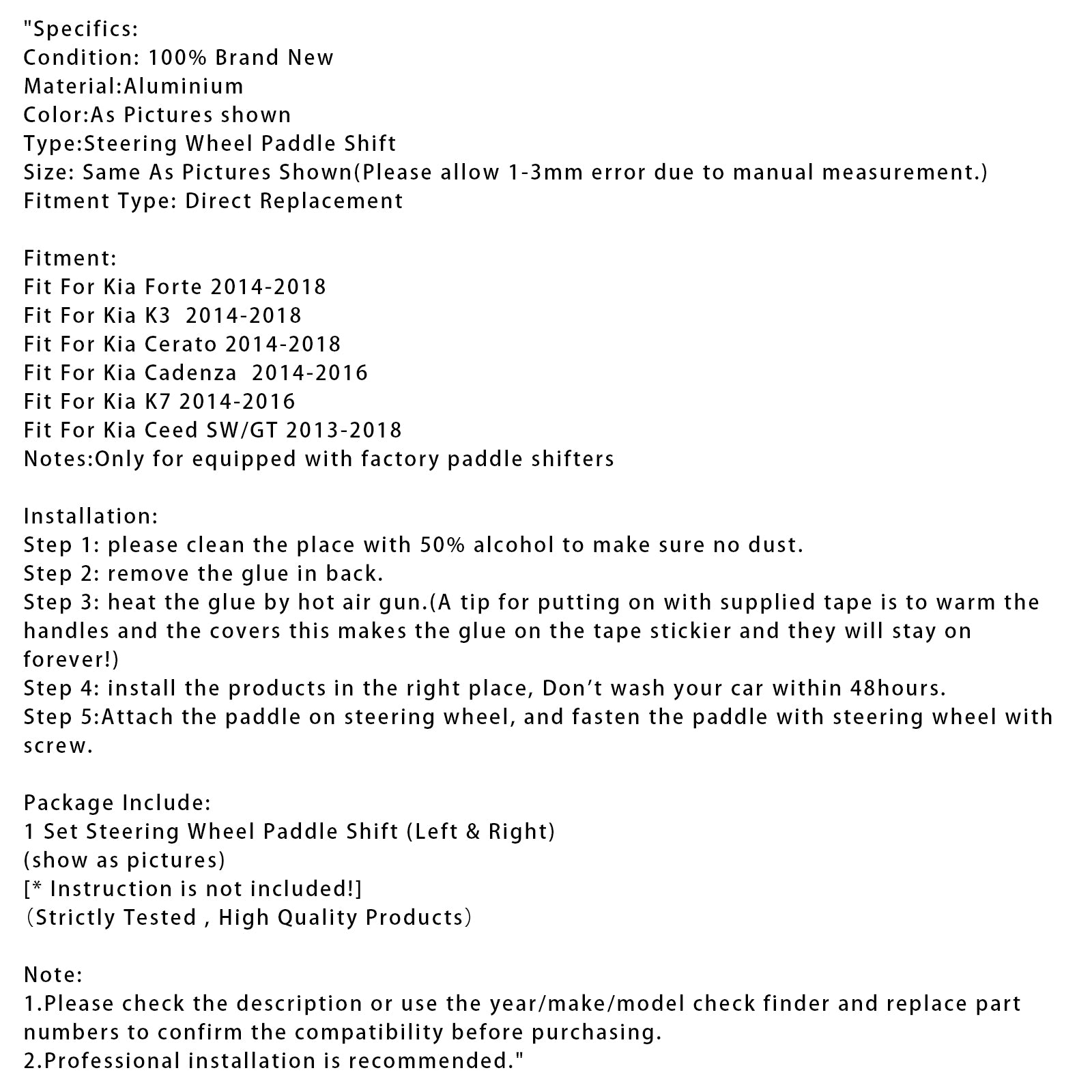 Extension de levier de vitesse au volant, pour Kia Forte Cadenza, en aluminium