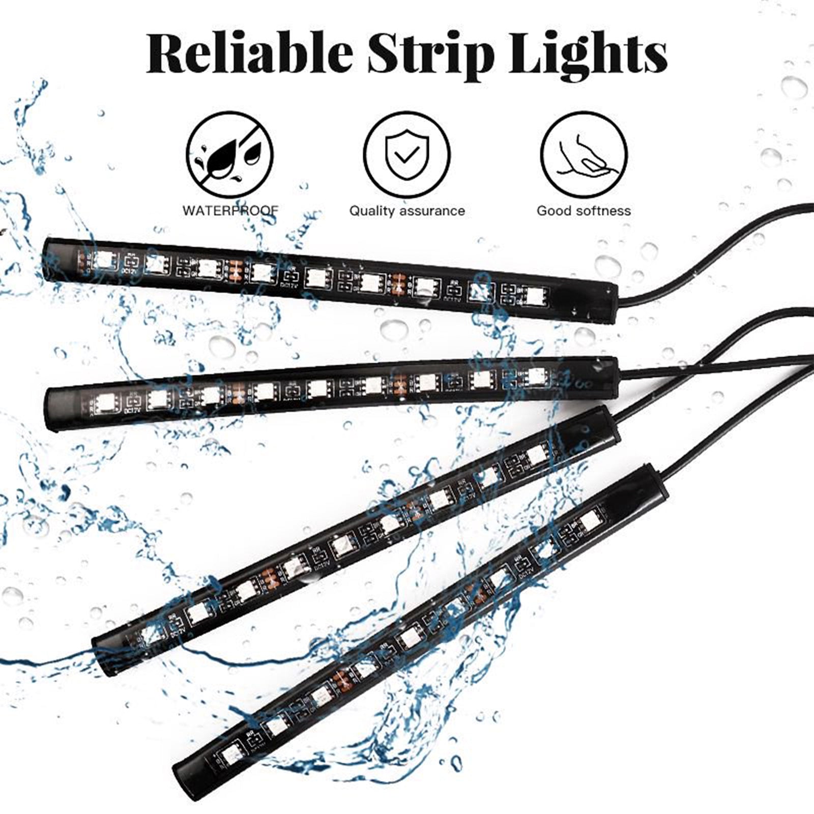 Vnútorná atmosféra vozidla RGB LED pásové svetlá s diaľkovým ovládaním a ovládaním aplikácií