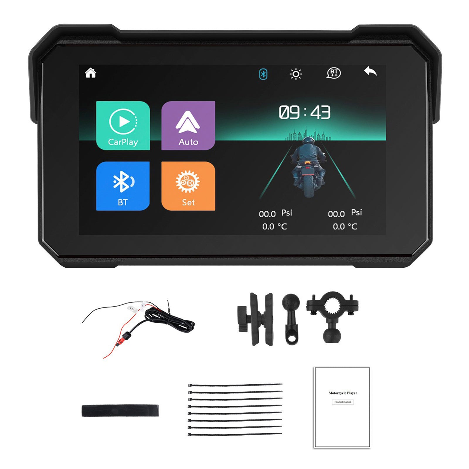 5-inch Wireless CarPlay Android Auto Navigation Waterproof for Motorcycles