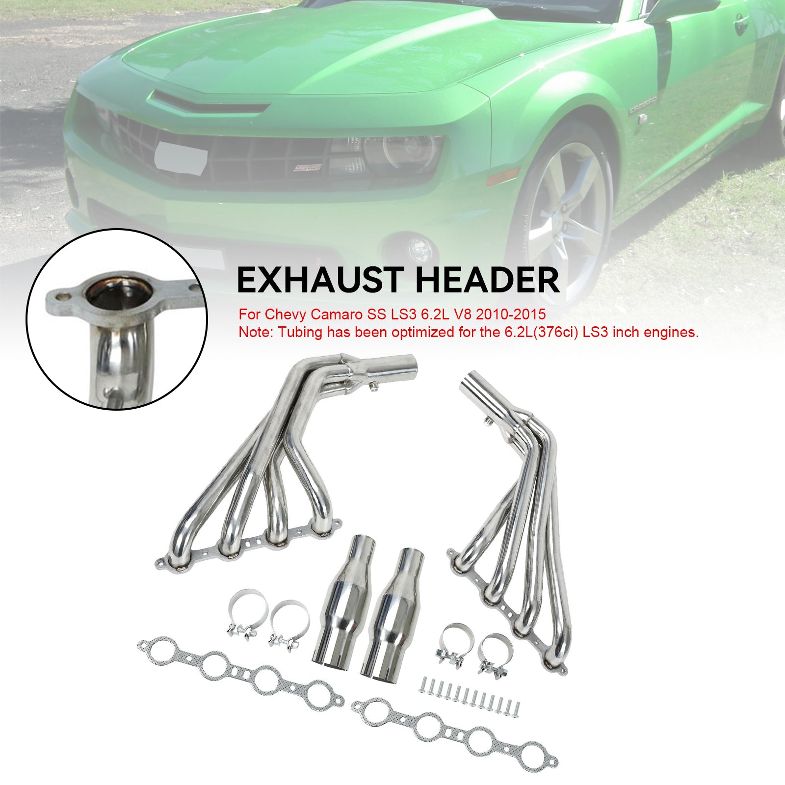 Long Tube Stainless Manifold Headers Fit Chevy Camaro SS LS3 6.2L V8 2010-2015