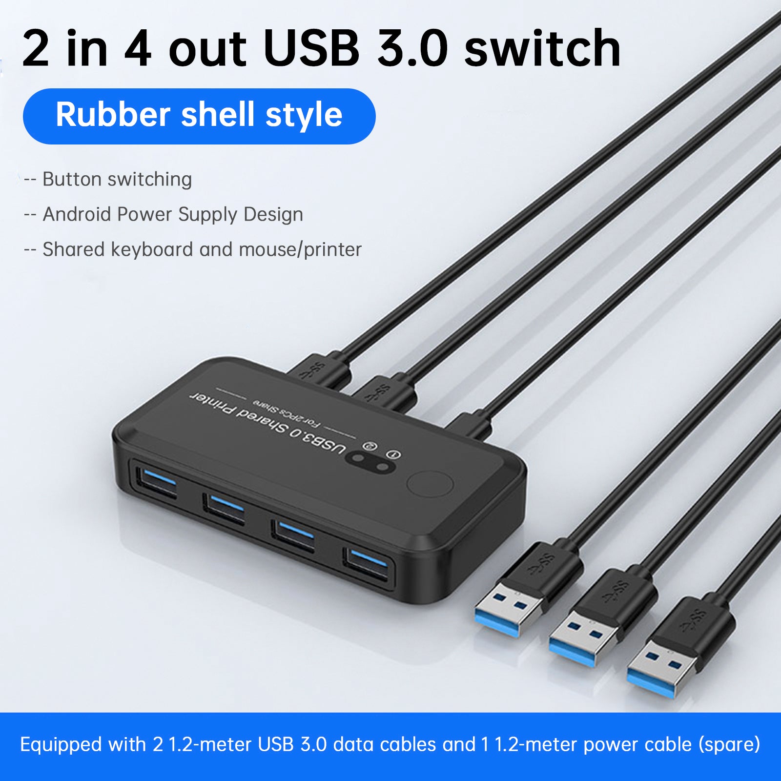 Conmutador USB3.0 Impresora de 2 entradas y 4 salidas Dispositivo para compartir Computadoras duales Compartir