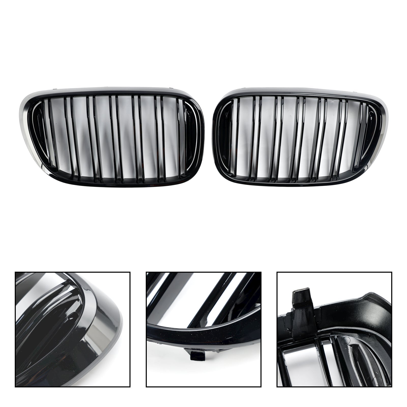 07.2015-01.2019 BMW 7-serie G11 Langhjulsbase Pre-Facelift Black 2 Slat Front Kidney Grill Grille