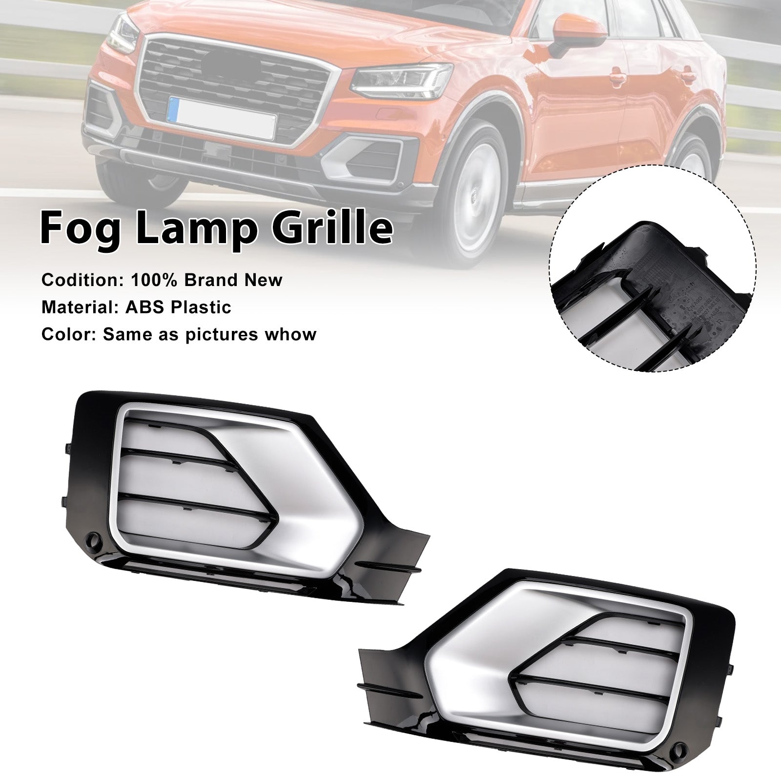 2016-2020 Audi Q2 2PCS Front Bumper Grille Fog Lamp Grille 81A807681G