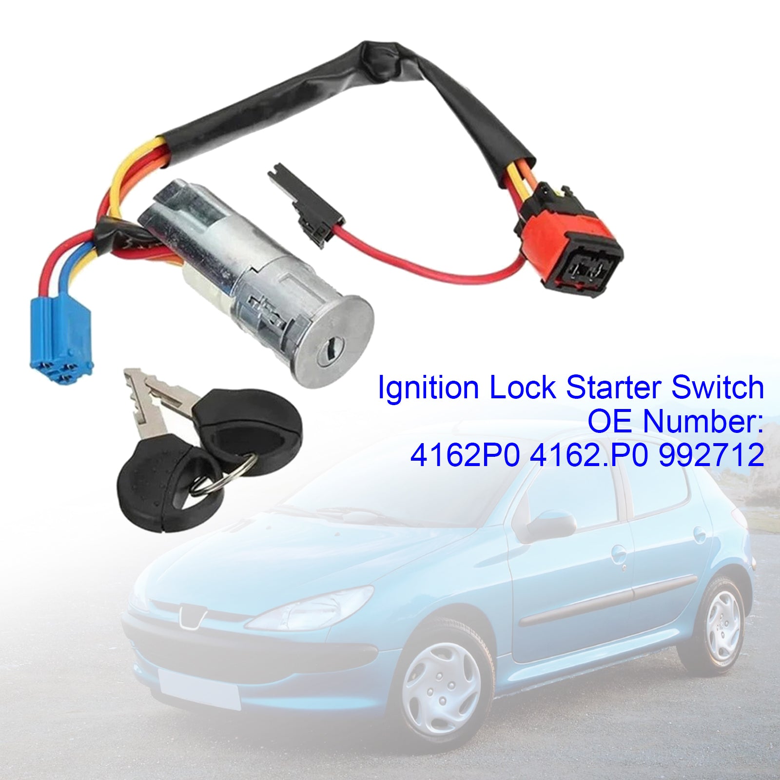 Ignition Lock Starter Switch med 2 nøkler for Peugeot 206 Citroen Picasso
