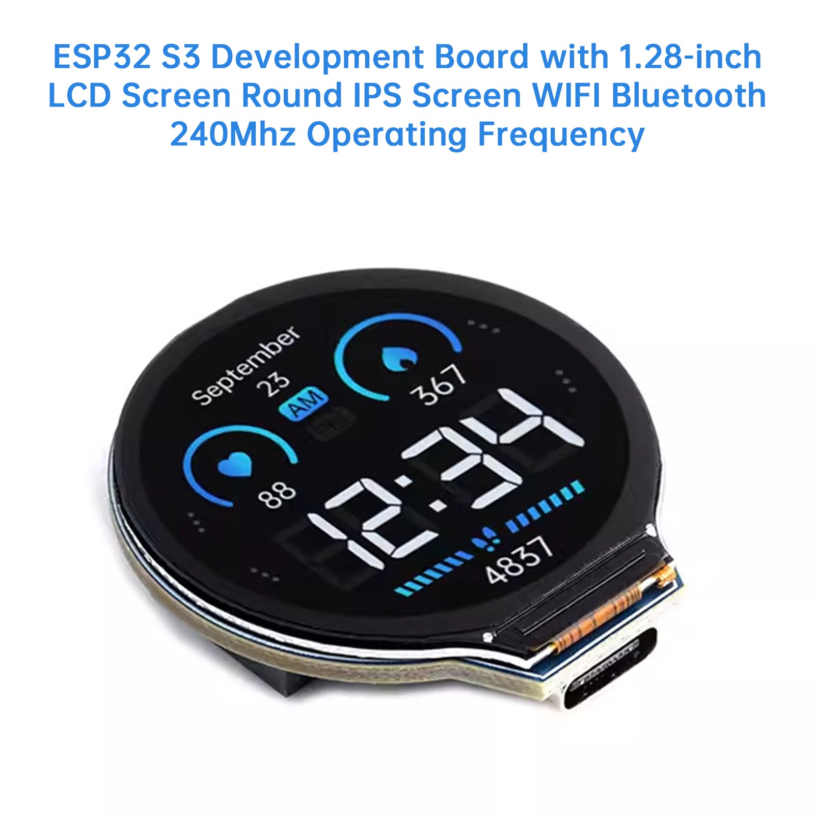 ESP32 S3 Development Board Round IPS Screen Bluetooth 240MHz Driftsfrekvens