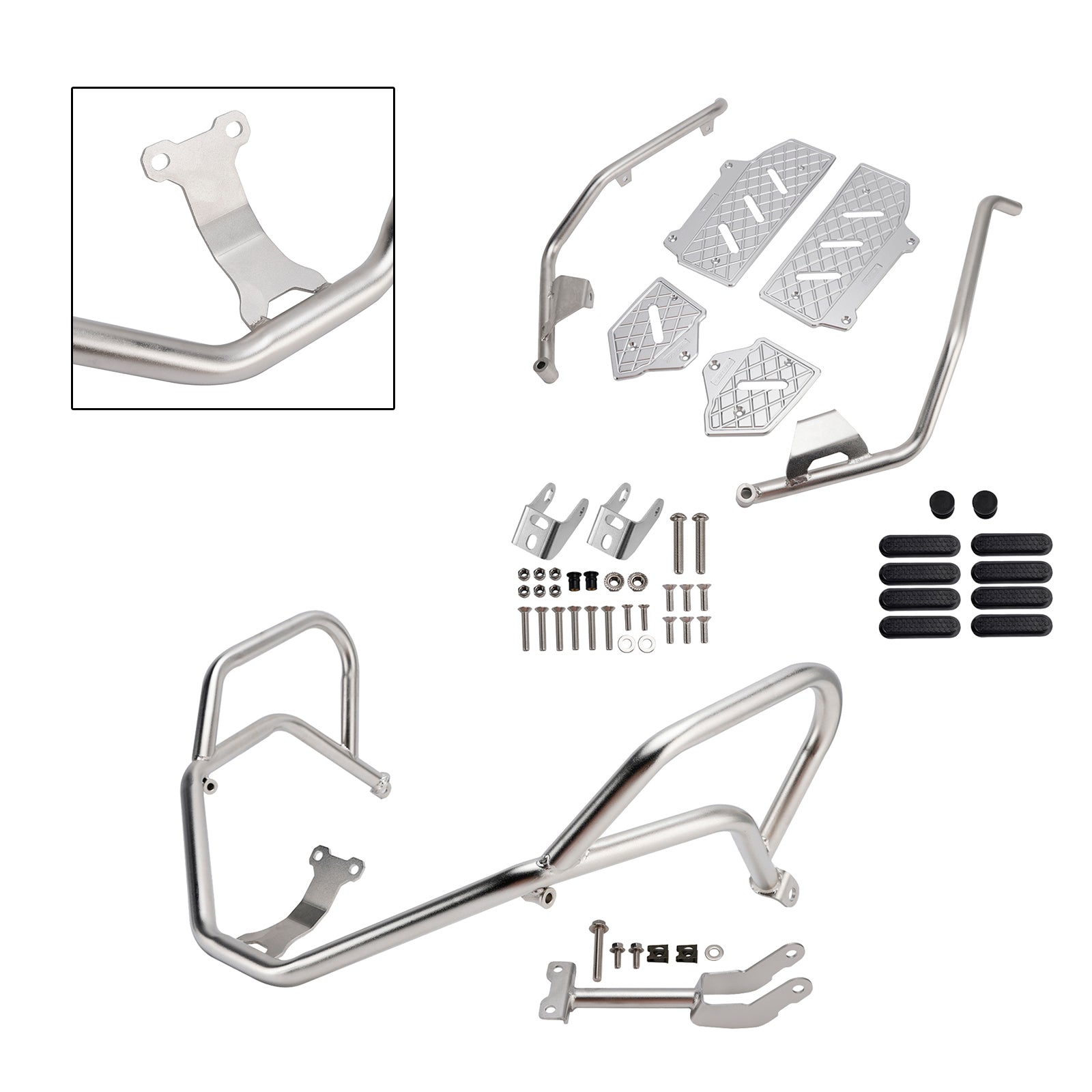 Upper Lower Kit Engine Guard Frame Crash Bar Silver For Honda Adv350 2022-2025