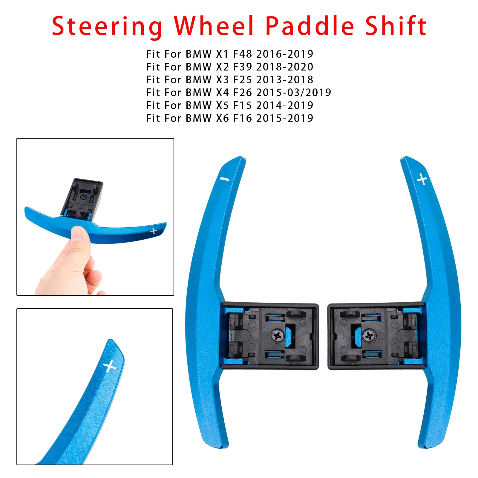 Paddelväxelförlängning för BMW F-serie F30 F31 F32 F10 X3 X5 aluminiumblå