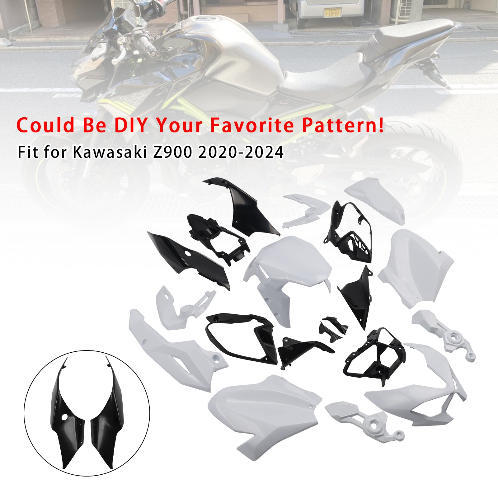Bodywork Fairing Injection Unpainted For Kawasaki Z900 2020-2024