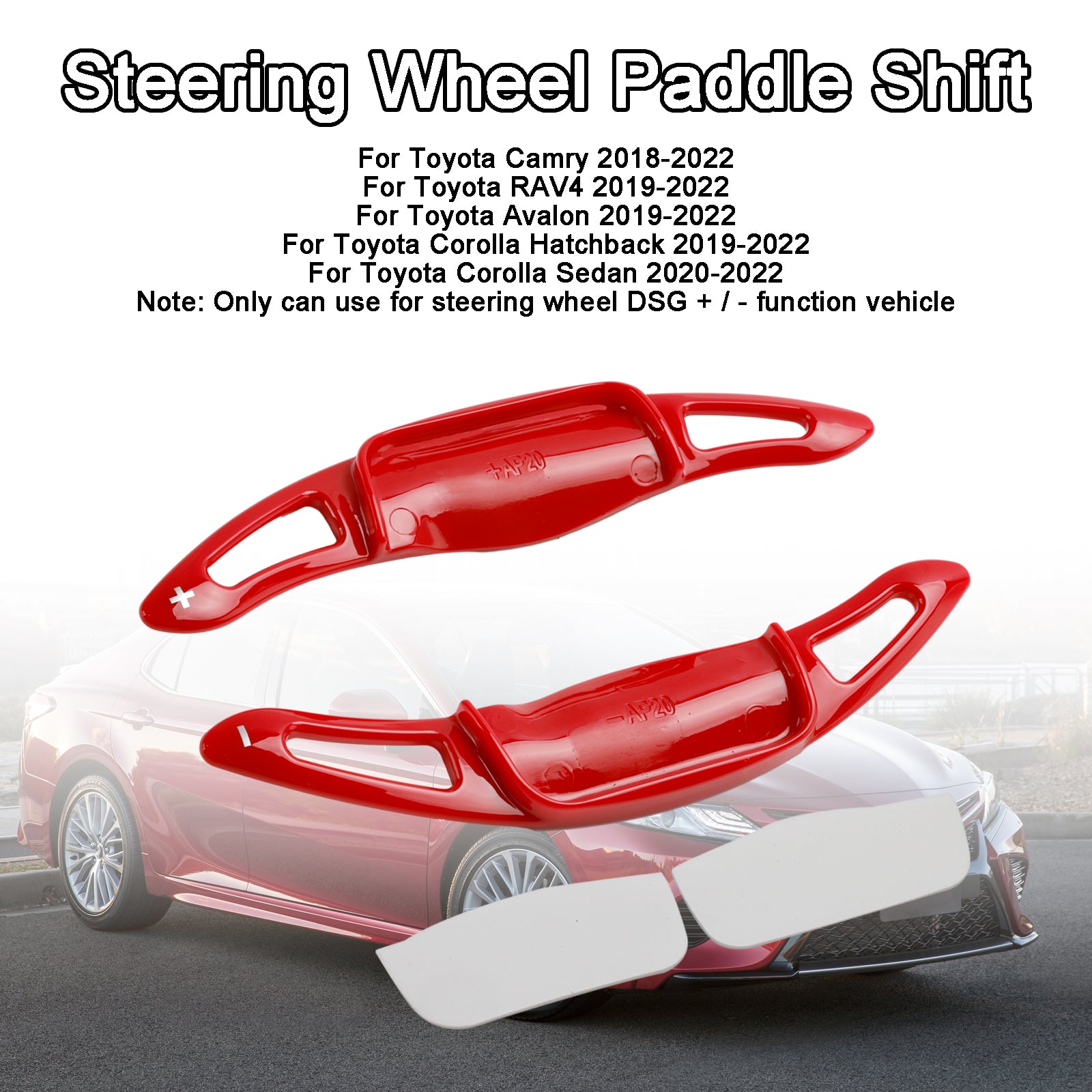 2pcs Red Wheel Roddle Shifter Extension Fit Toyota Camry Avalon Corolla