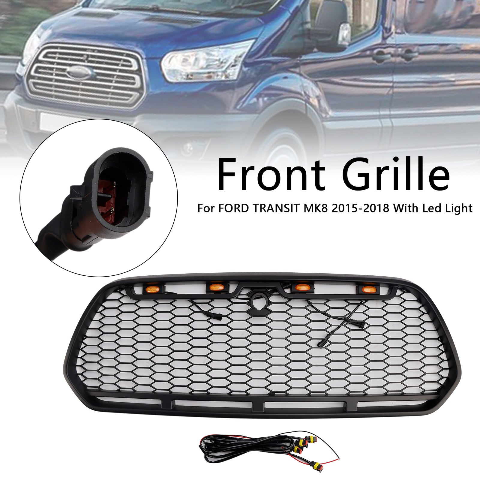 2015-2018 Ford Transit Mk8 Raptor s Matt Matt Black Front Bumper Grill Grill