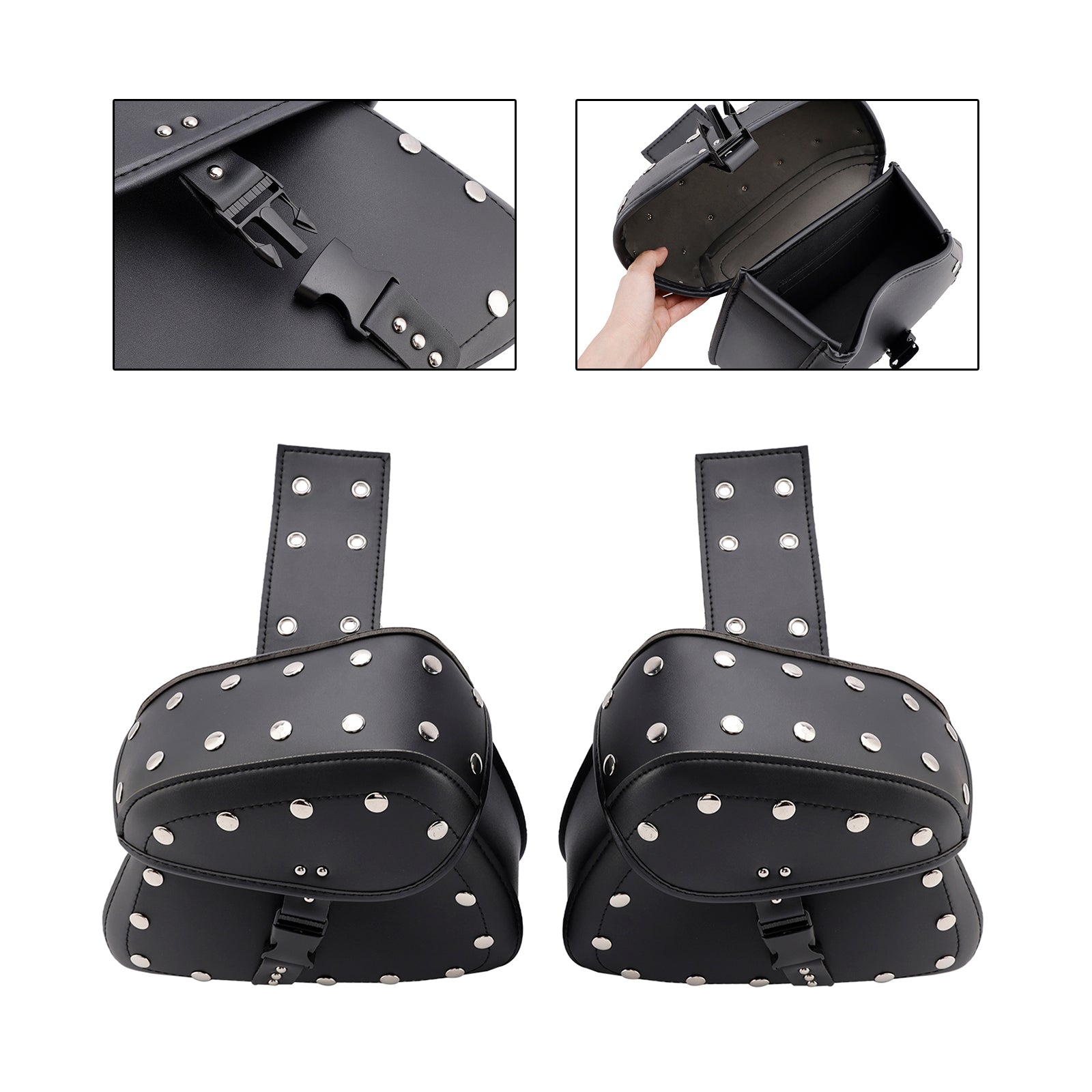 Universal Saddlebag Slagera Storage Tail Bagage PU Bagage Black 22L para motocicleta