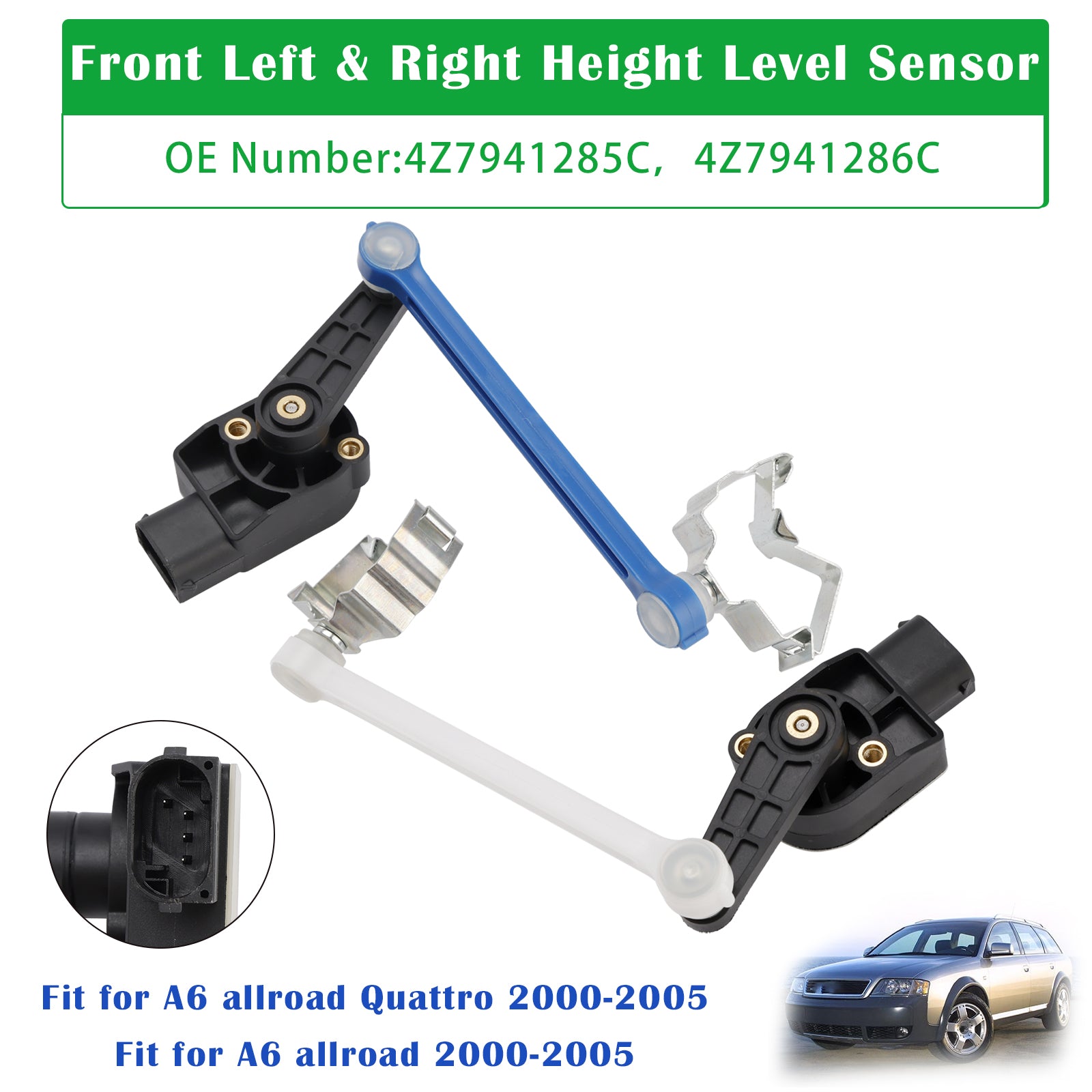 For Audi A6 allroad Quattro 2000-2005 Pair Front Height Level Sensor 4Z7941285C