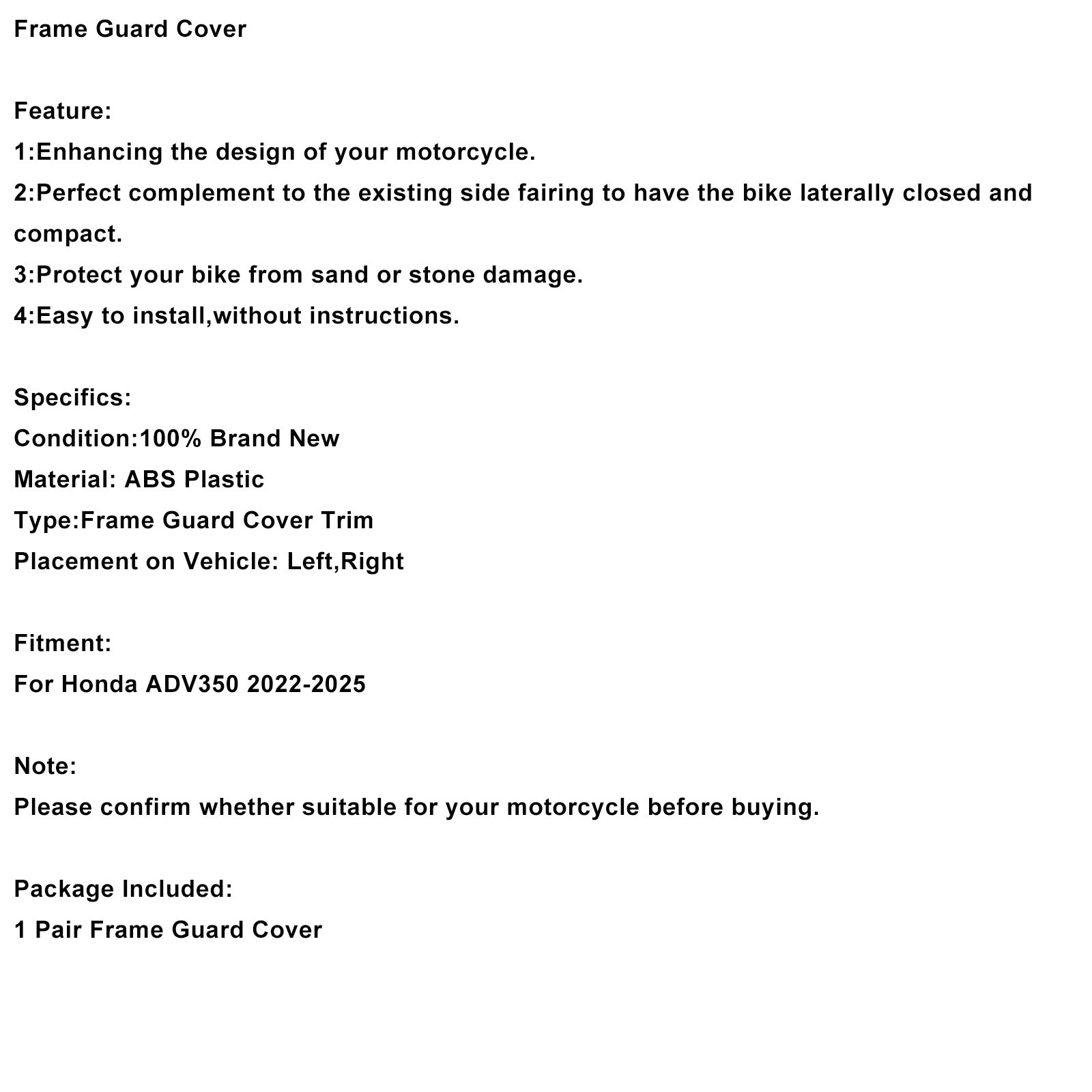 Protección de panel de apertura lateral de tela para Honda ADV350 2022-2025