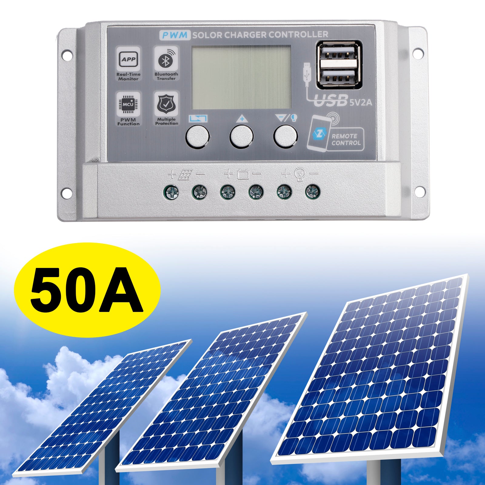 10A-60A PWM zonnecontroller Mobiele APP Intelligente bediening zonnecontroller