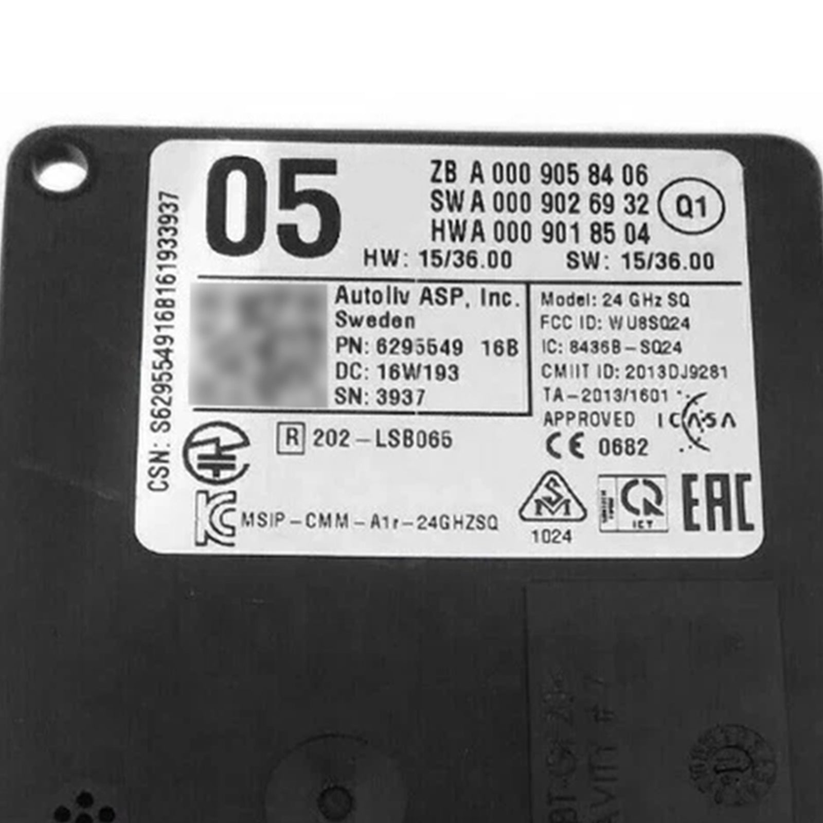 Mercedes-Benz CLA W117/X117/C117 Front Radar Sensor Distronic Control Unit 0009058406