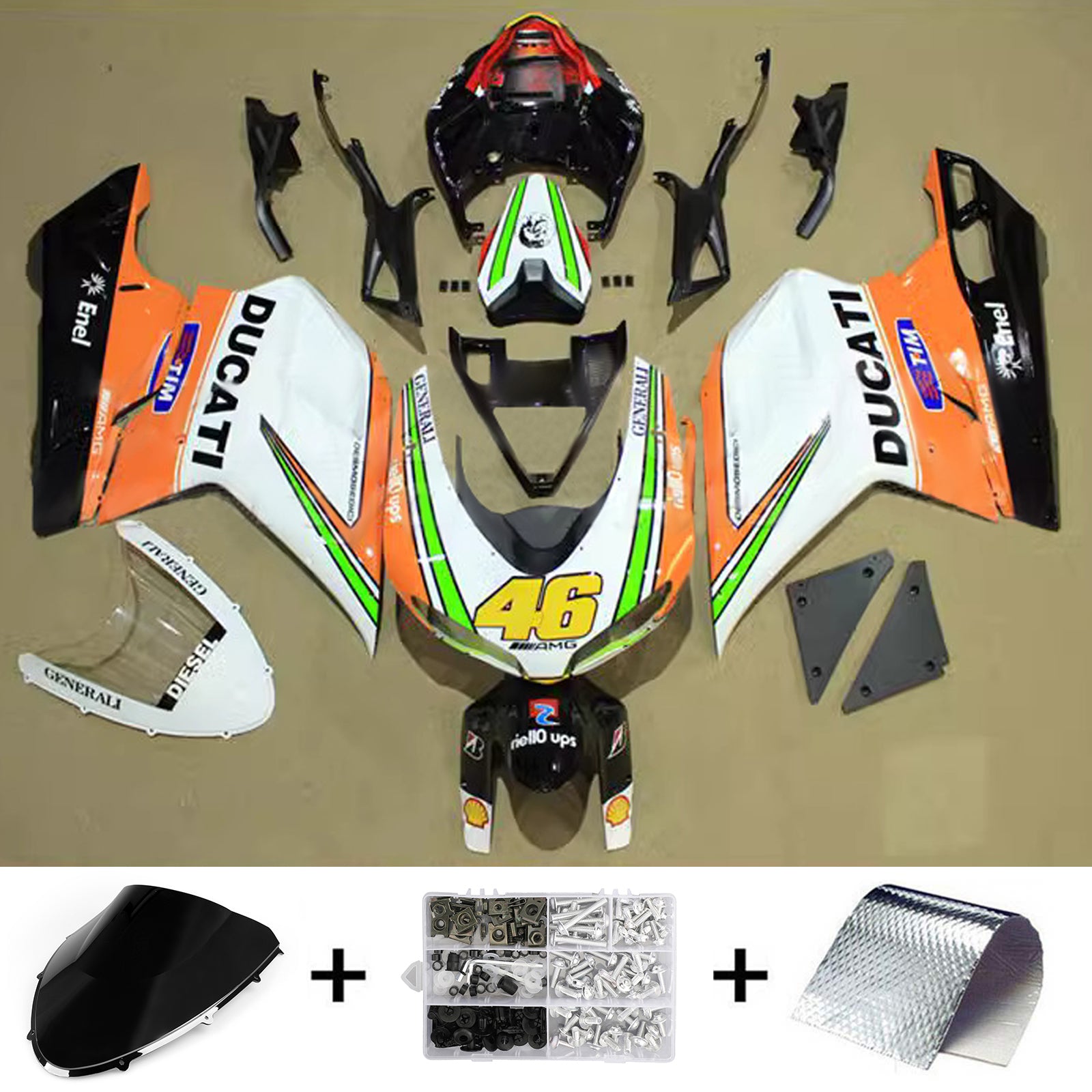 2007-2011 Ducati 1098 1198 848 Fairing Kit Bodywork ABS