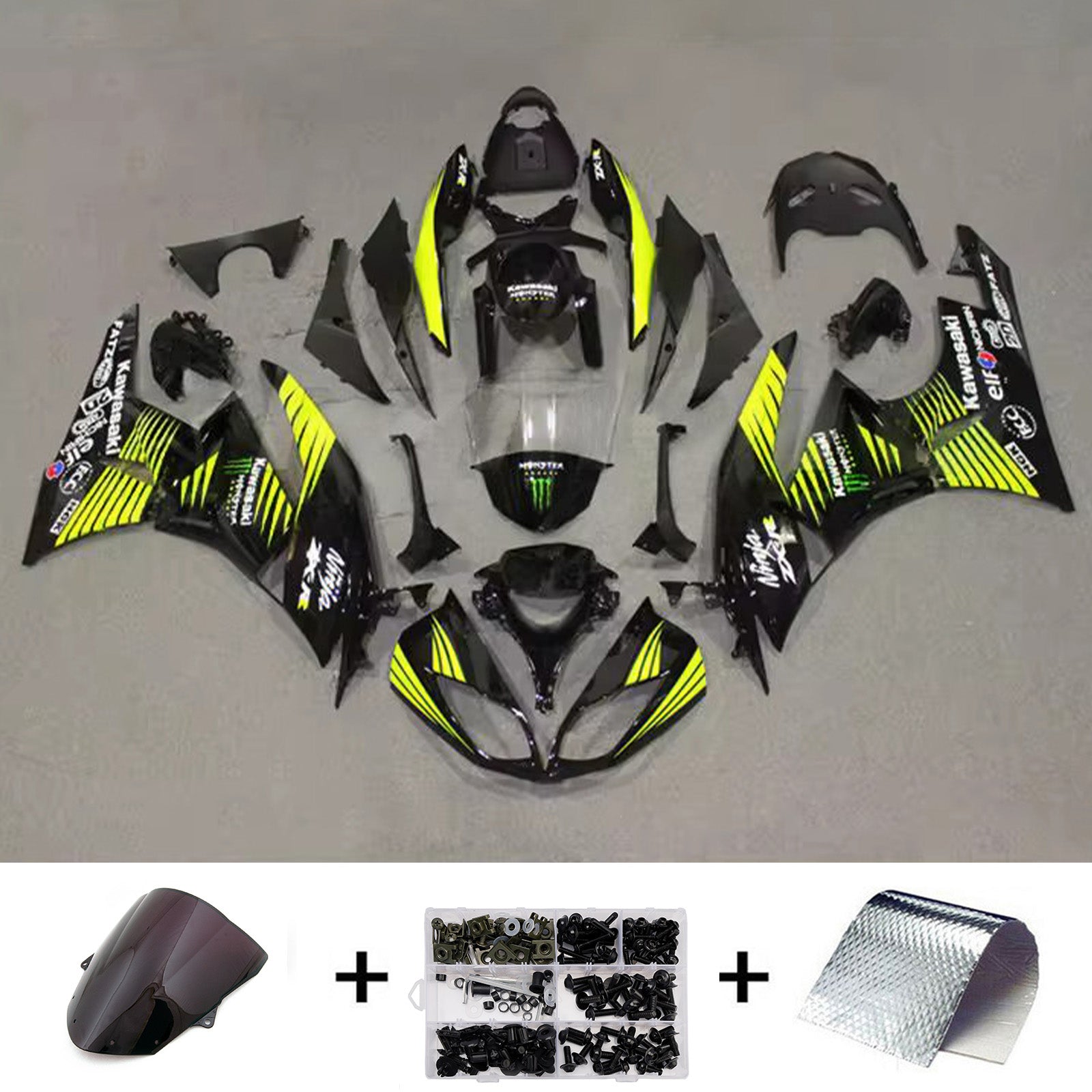 Kit carena iniezione carrozzeria in plastica ABS adatta per Kawasaki ZX6R 636 2009-2012